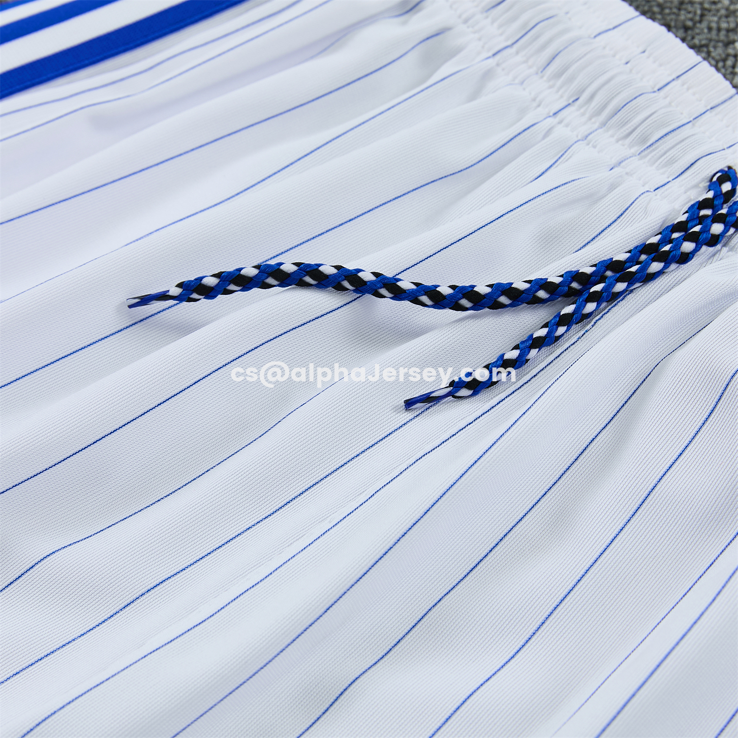 AJ-AlphaJersey-C.H.E.L.S.E.A 25-26 Retro Style Vest Training Set - Blue Top & White With Blue Stripes Pants