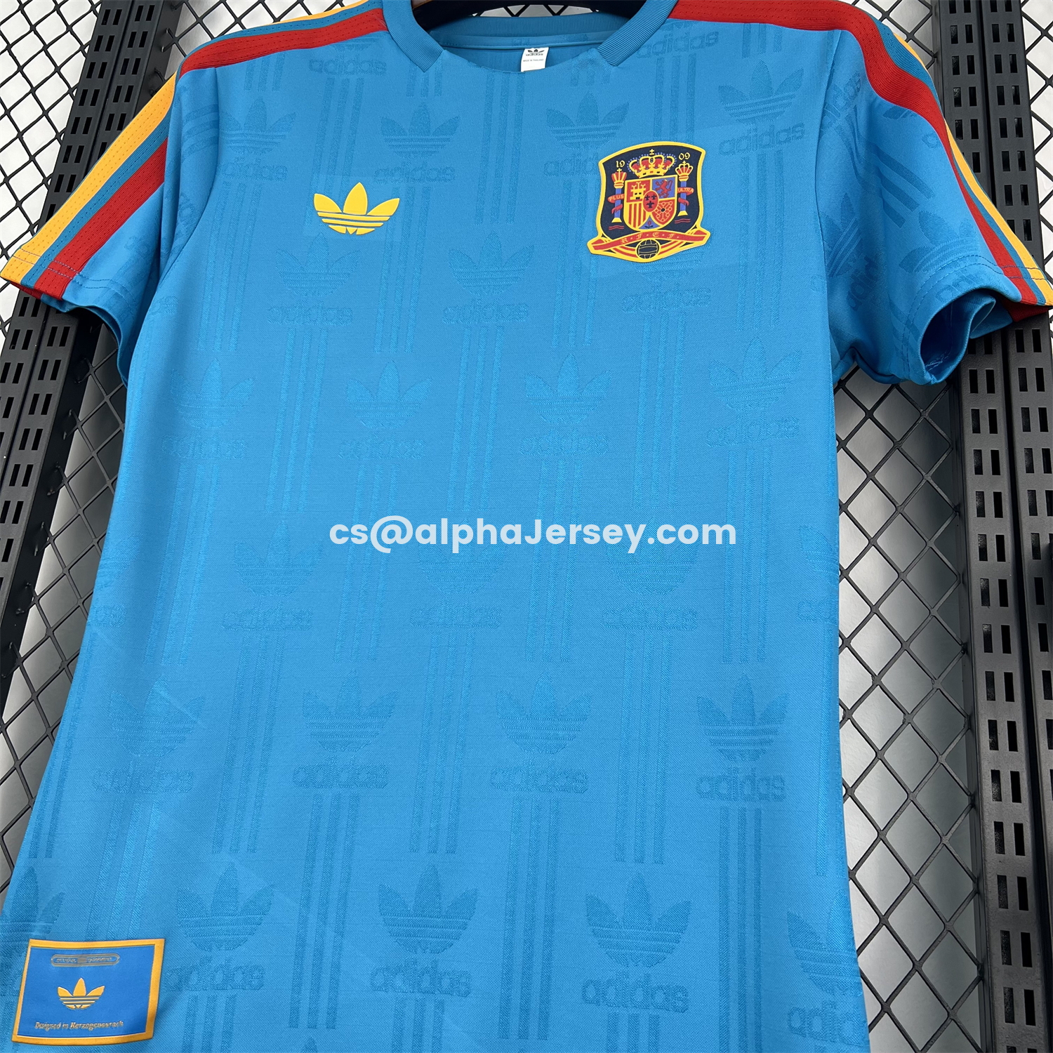 AJ-AlphaJersey-Spain 2026 Solid Blue With Red Trim Special Jersey - Fans Version