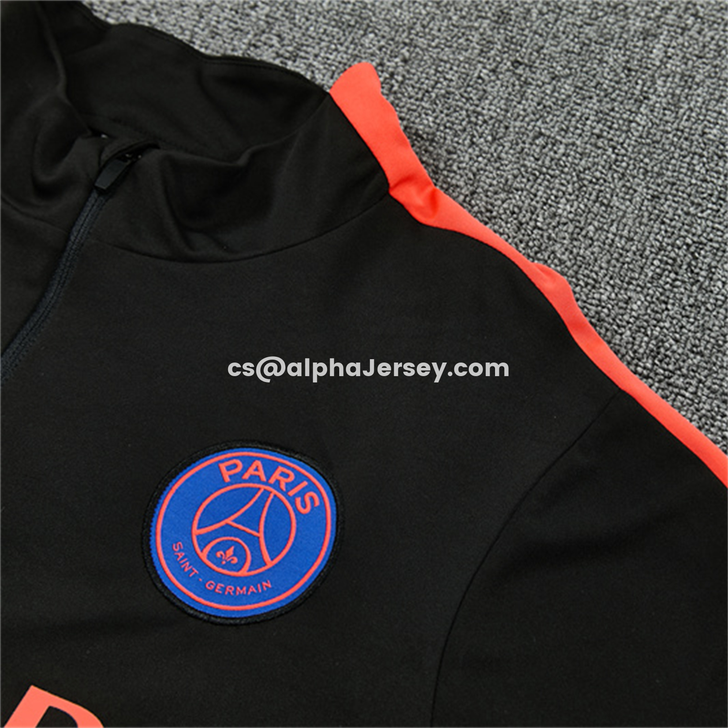 AJ-AlphaJersey-Paris Saint-Germain 26-27 Kids Long Sleeves Training Set - Black With Pink Top & Pants