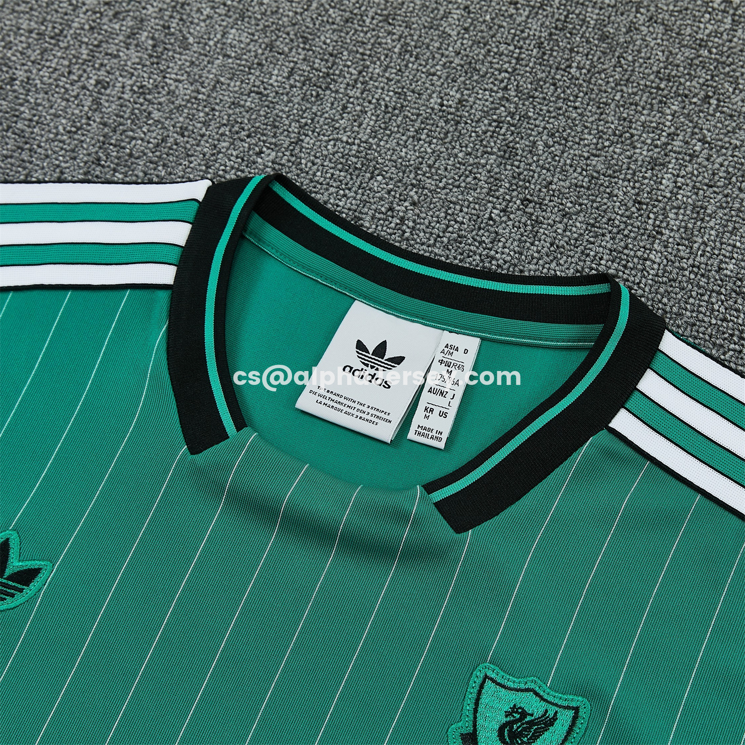 AJ-AlphaJersey-Liver.pool 25-26 Retro Style Vest Training Set - Green With White Stripes Top & Pants