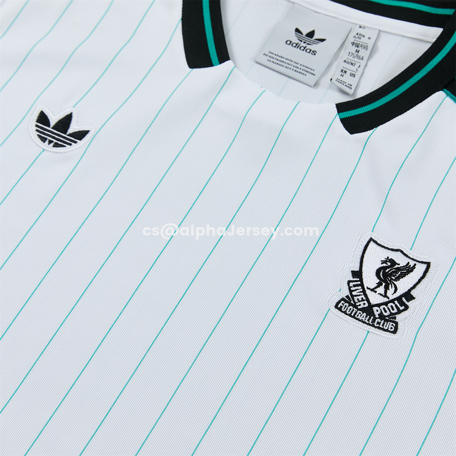 AJ-AlphaJersey-Liver.pool 25-26 Retro Style Vest Training Set - White With Green Stripes Top & Pants