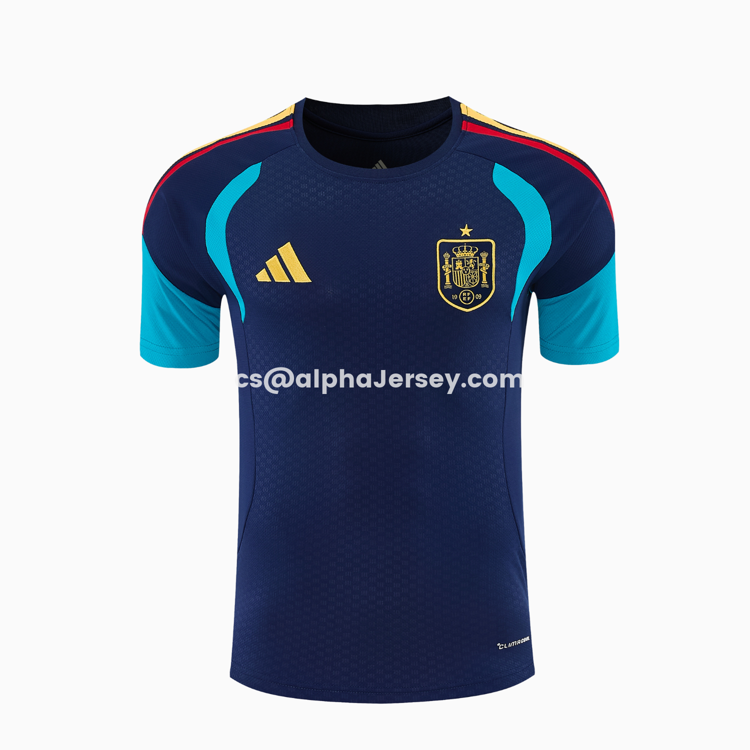 AJ-AlphaJersey-Spain 2026 Short-Sleeve Training Set - Dark Blue Top & Dark Blue Pants
