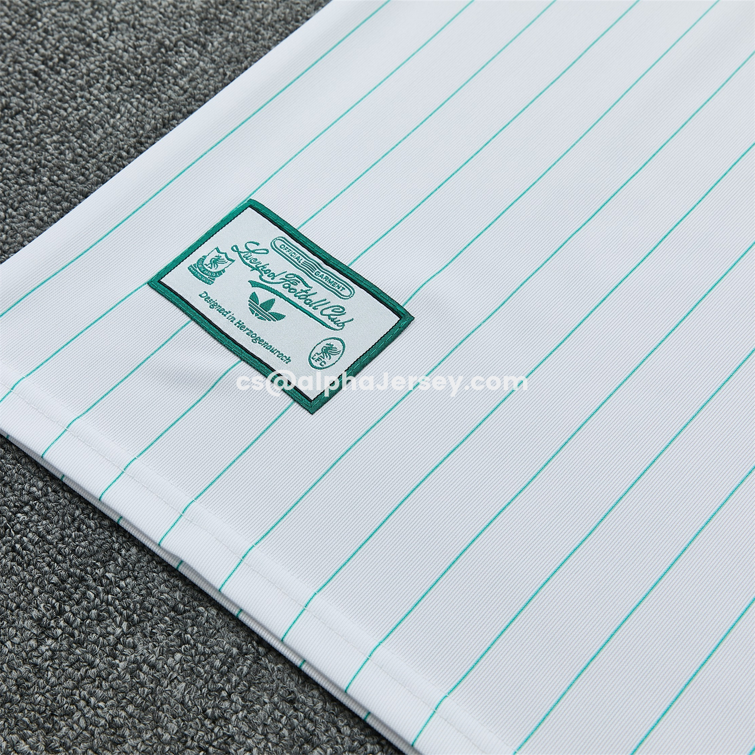 AJ-AlphaJersey-Liver.pool 25-26 Retro Style Vest Training Set - White With Green Stripes Top & Pants