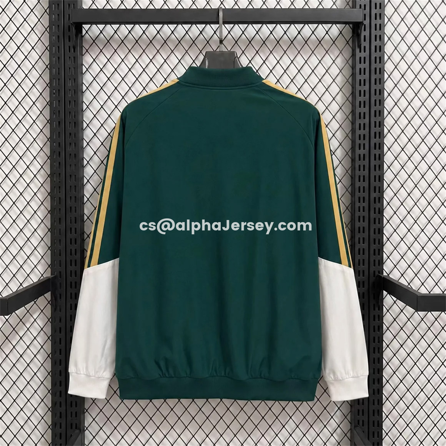 AJ-AlphaJersey-Italy 2026 Retro Style Windbreaker Jacket - Dark Green With White Sleeves