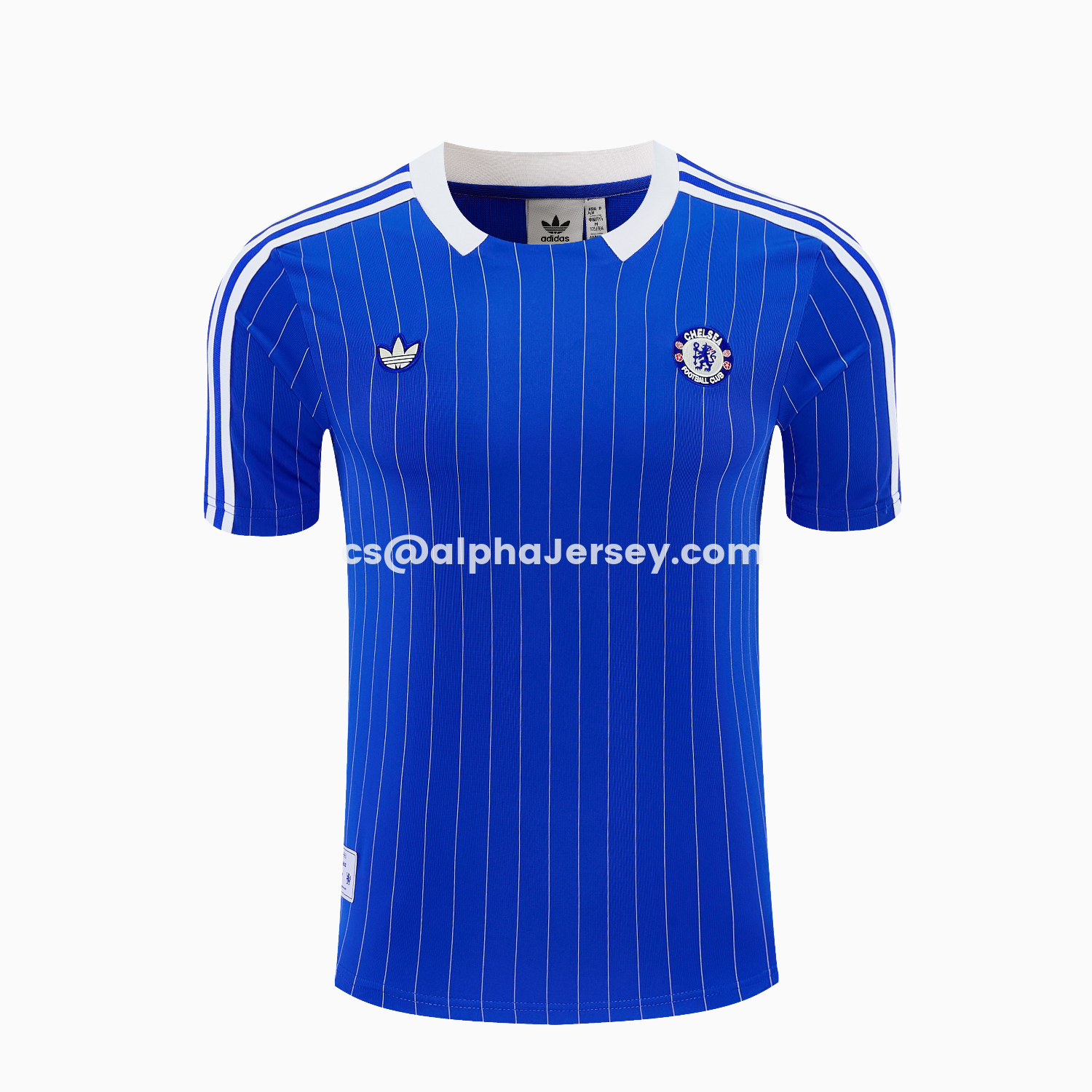 AJ-AlphaJersey-C.H.E.L.S.E.A 25-26 Retro Style Short-Sleeve Training Set - Blue Top & White Pants