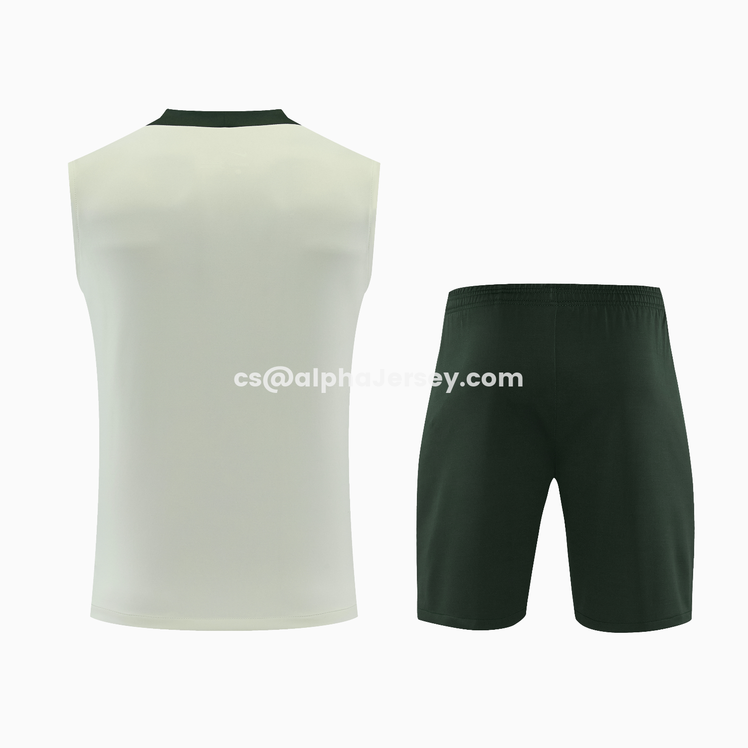 AJ-AlphaJersey-C.H.E.L.S.E.A 25-26 Vest Training Set - Light Gray With Dark Green Accents Top & Dark Green Pants