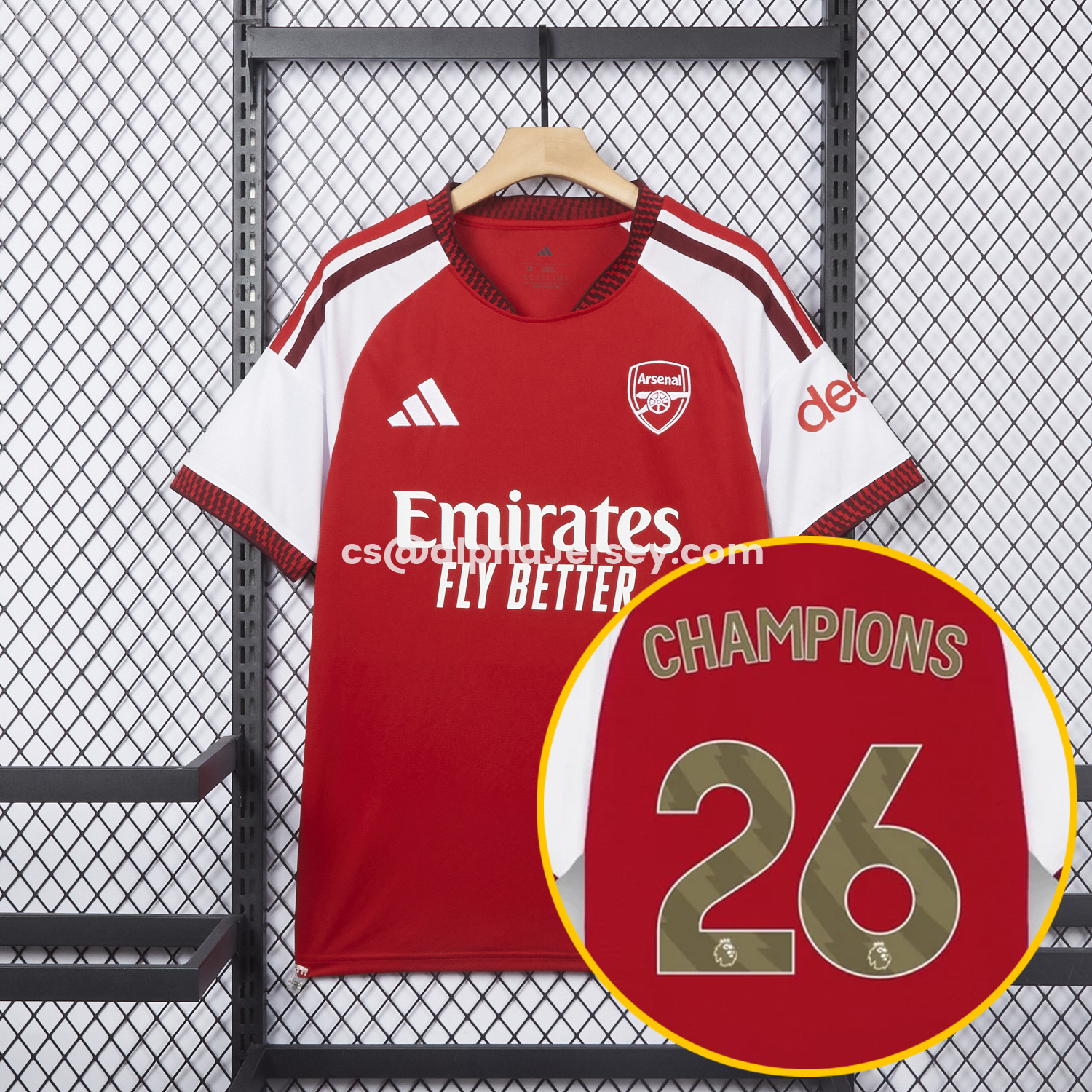 AJ-AlphaJersey-【Champion 26 Font】Arsenal 26-27 Home Jersey - Fans Version
