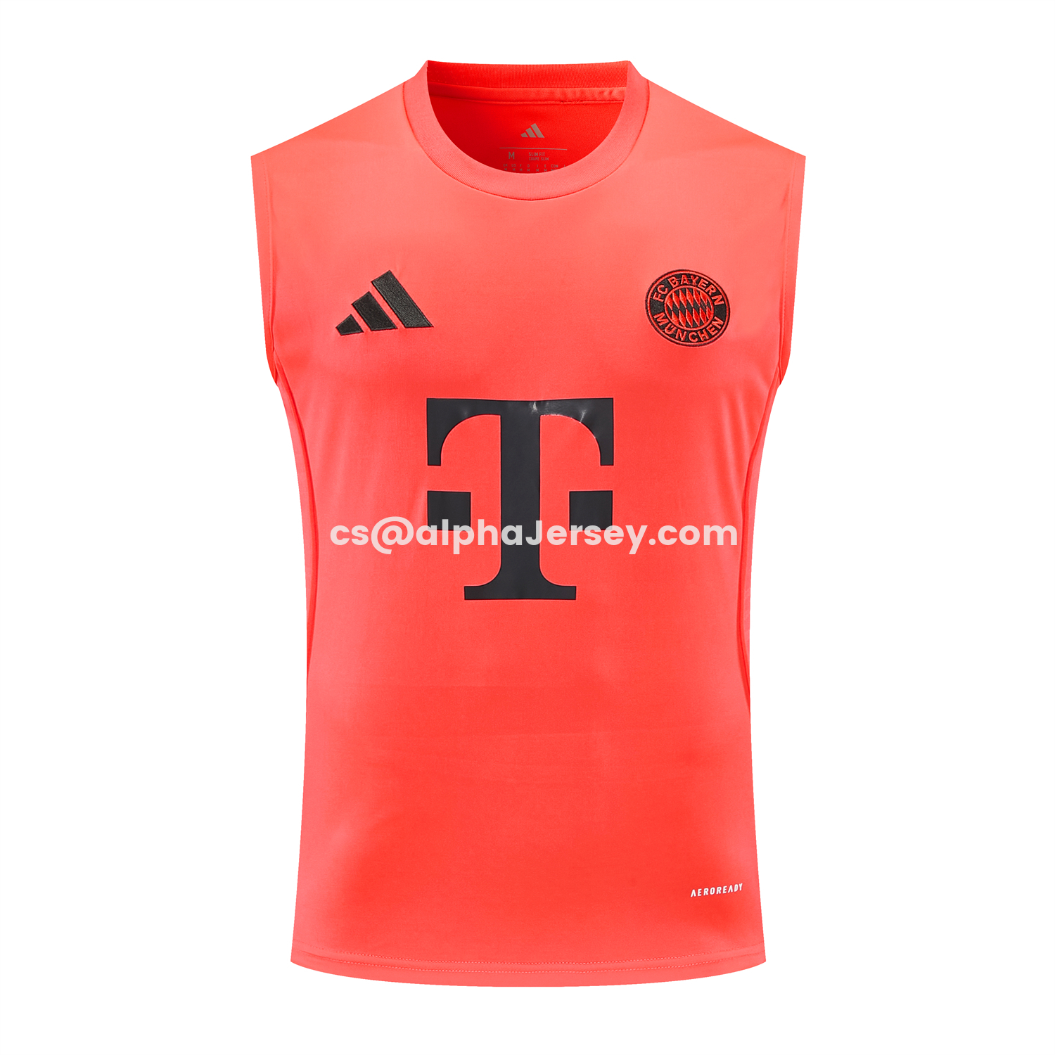 AJ-AlphaJersey-Bayern Munich 25-26 Vest Training Set - Coral With Black Accents Top & Black With Coral Accents Pants
