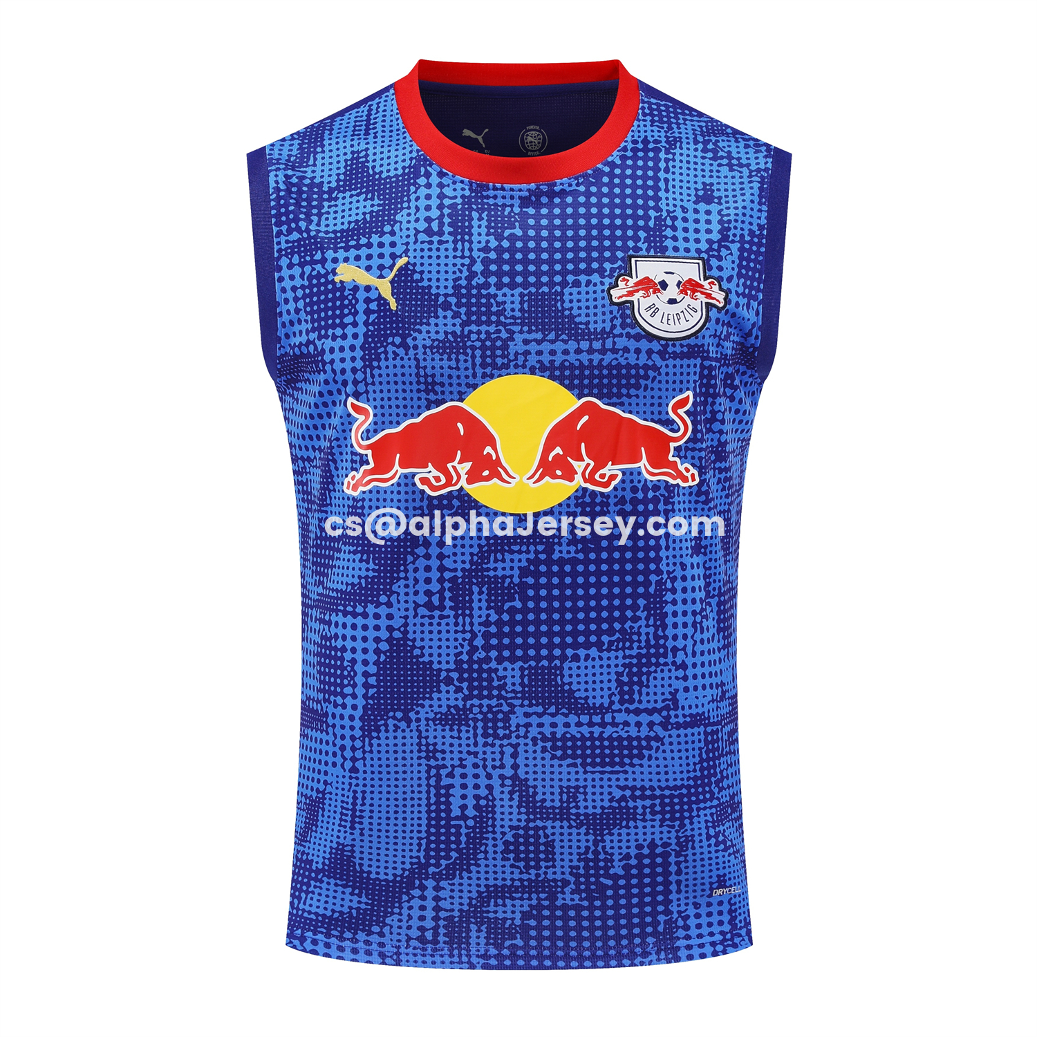 AJ-AlphaJersey-RB Leipzig 25-26 Vest Training Set - Blue With Red Top & Dark Blue Pants