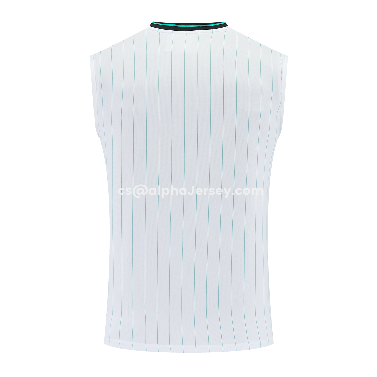 AJ-AlphaJersey-Liver.pool 25-26 Retro Style Vest Training Set - White With Green Stripes Top & Pants