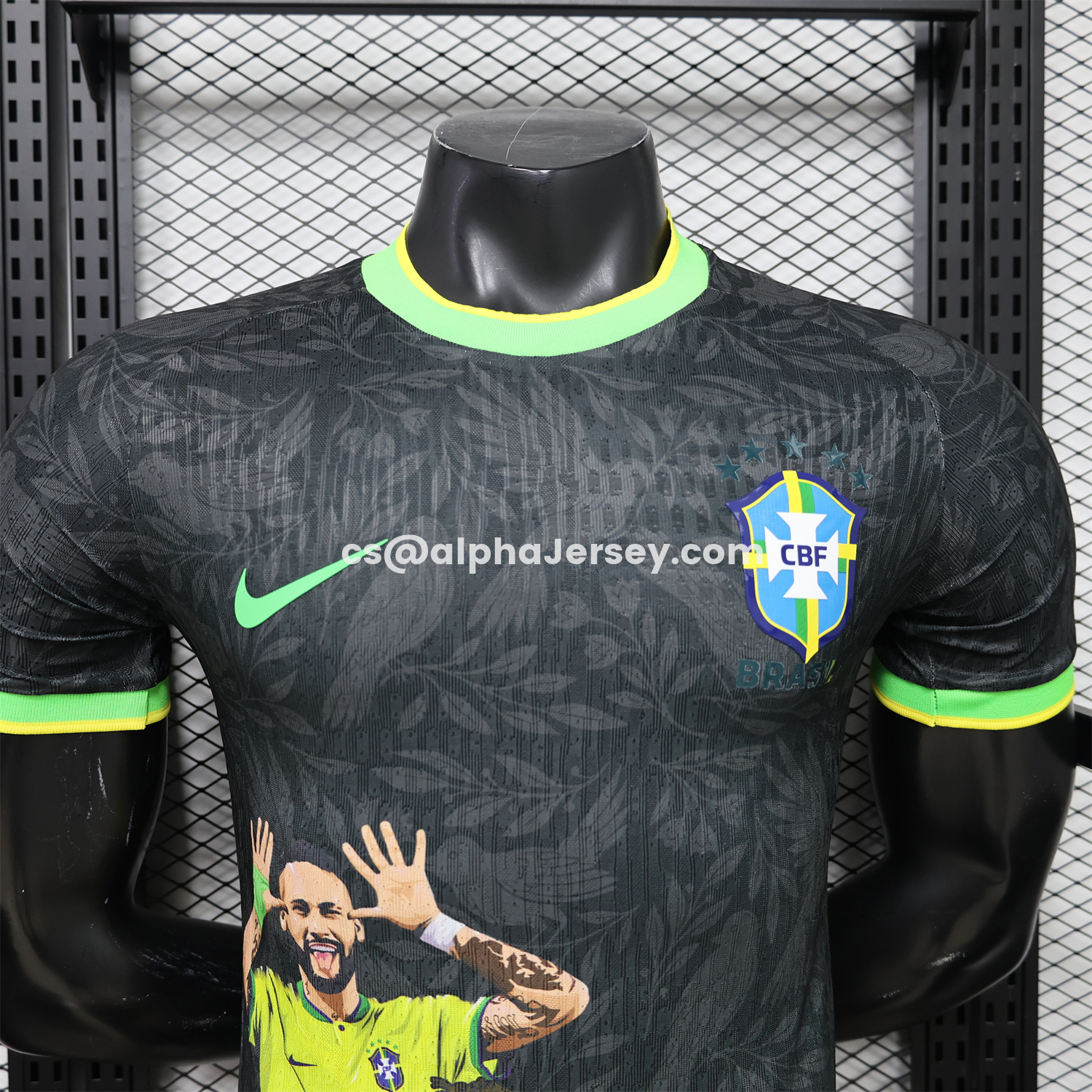 AJ-AlphaJersey-Brazil 2026 Black With Green Trim Brazilian Football Players Special Edition Jersey - Player Version
