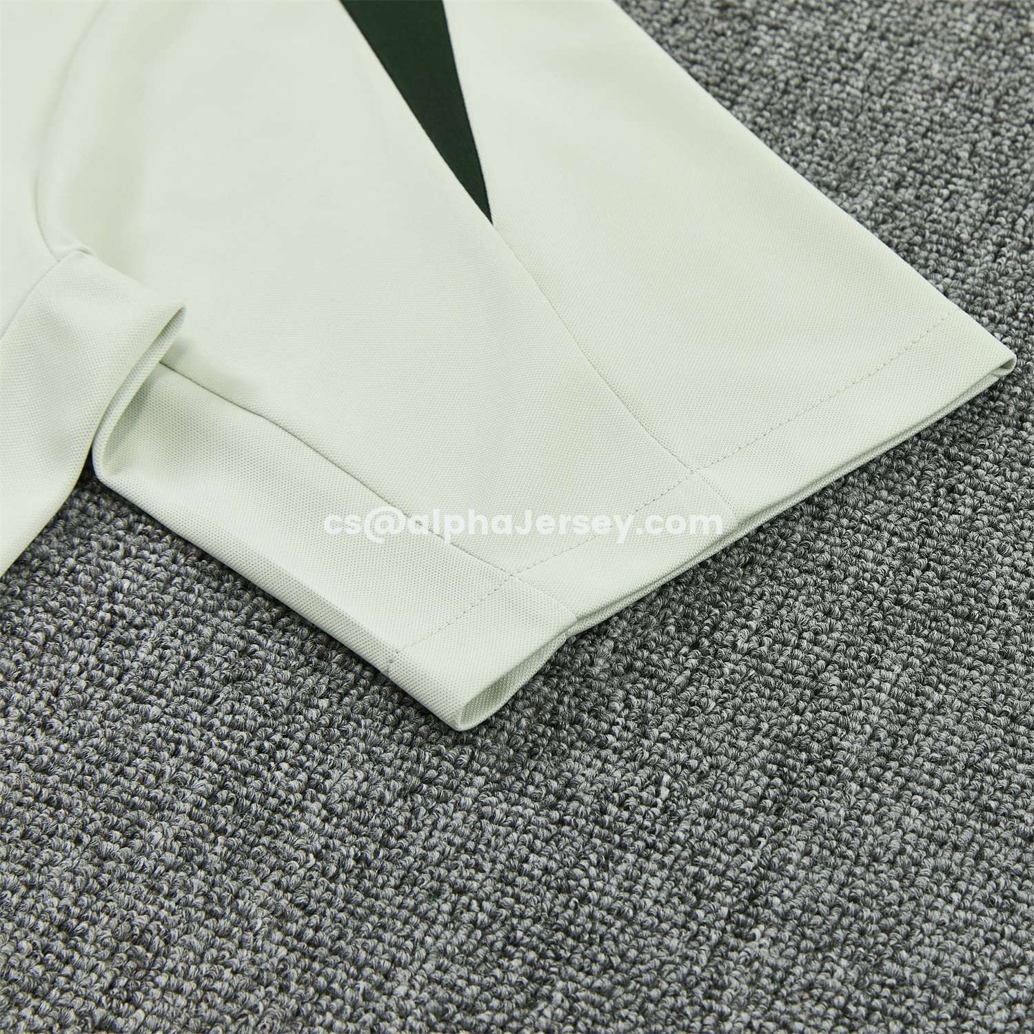 AJ-AlphaJersey-C.H.E.L.S.E.A 25-26 Short-Sleeve Training Set - Light Gray With Dark Green Accents Top & Dark Green Pants