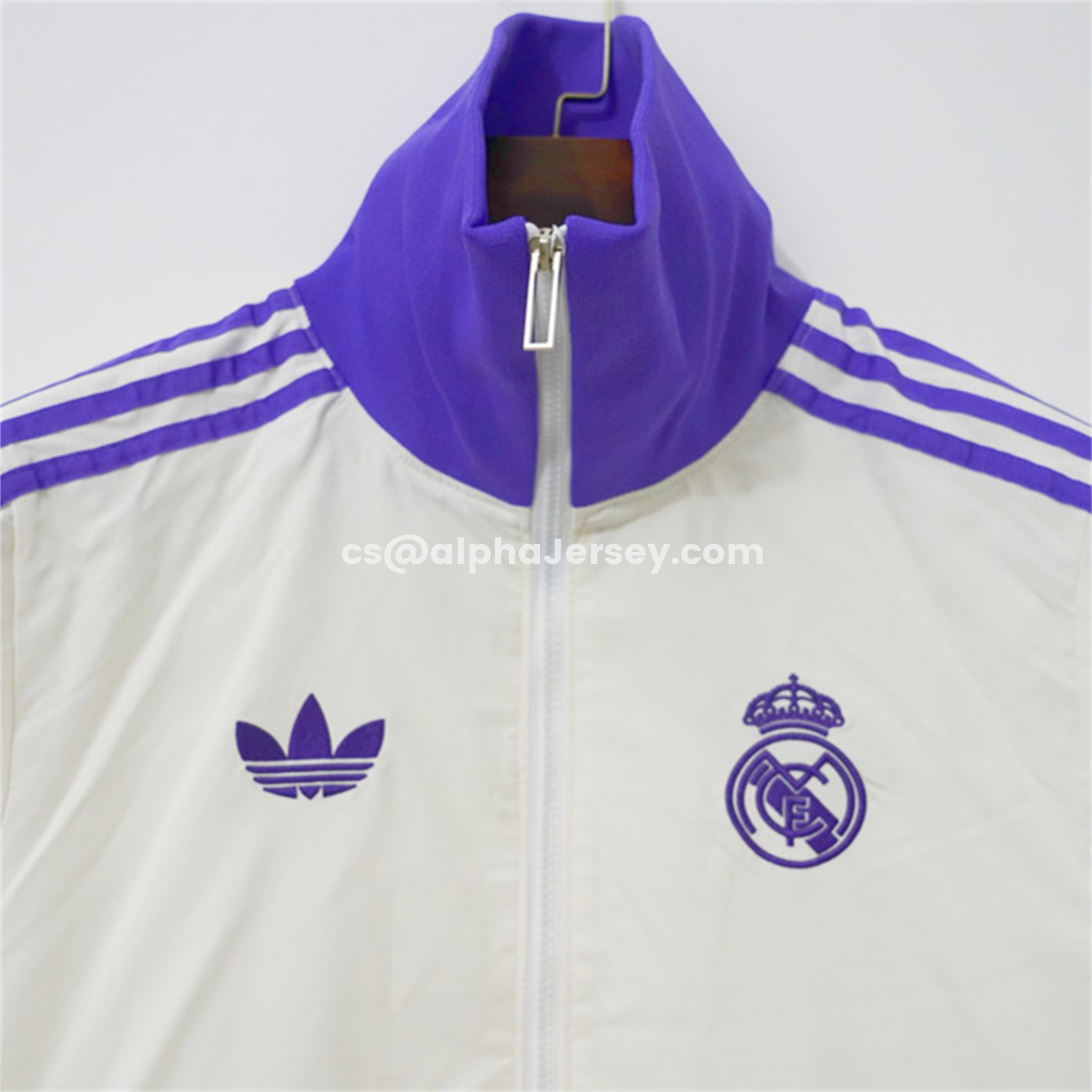 AJ-AlphaJersey-Retro Real Madrid 2024-25 Windbreaker Jacket - Purple And White