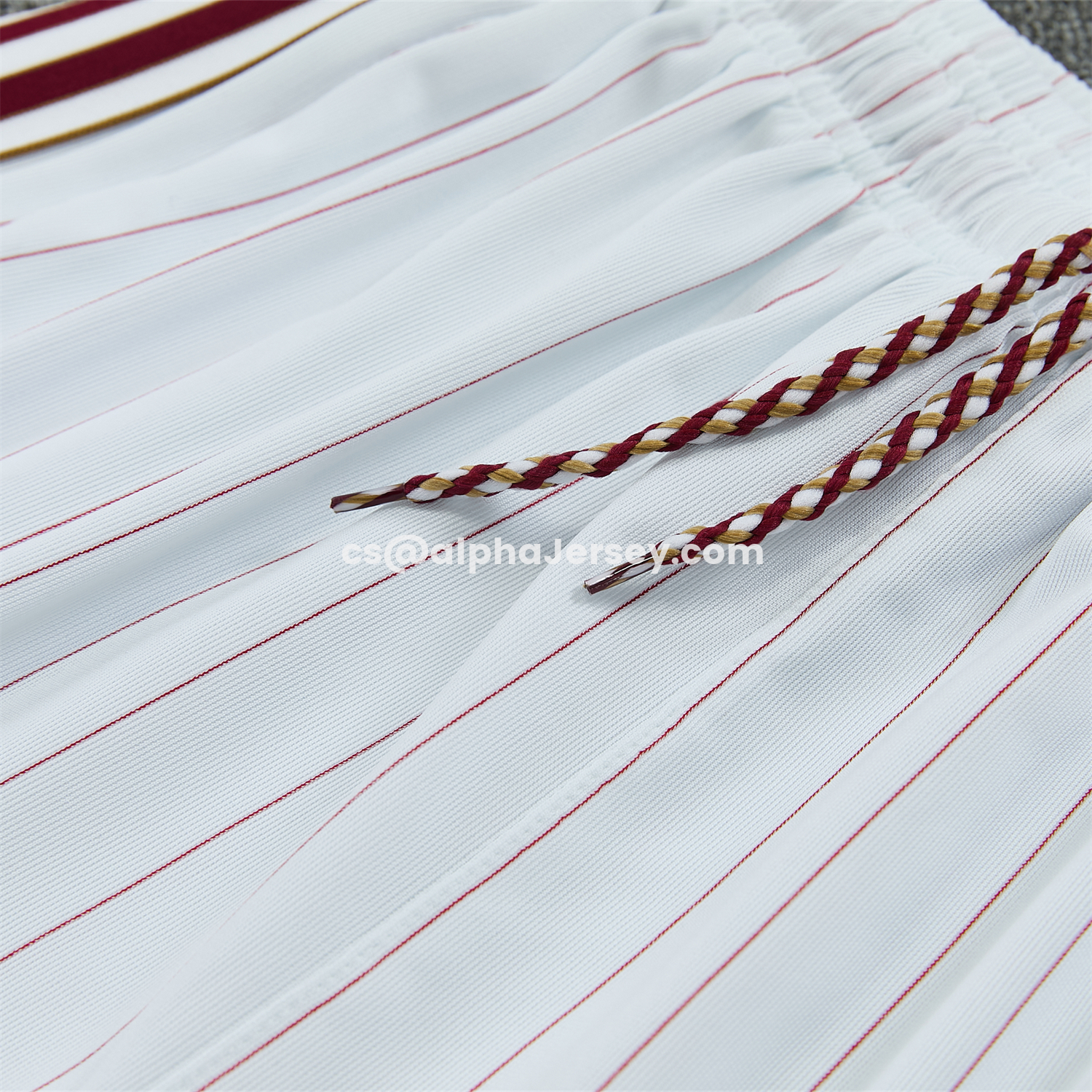 AJ-AlphaJersey-Arsenal 25-26 Retro Style Vest Training Set - White With Burgundy Stripes And Collar Top & Pants