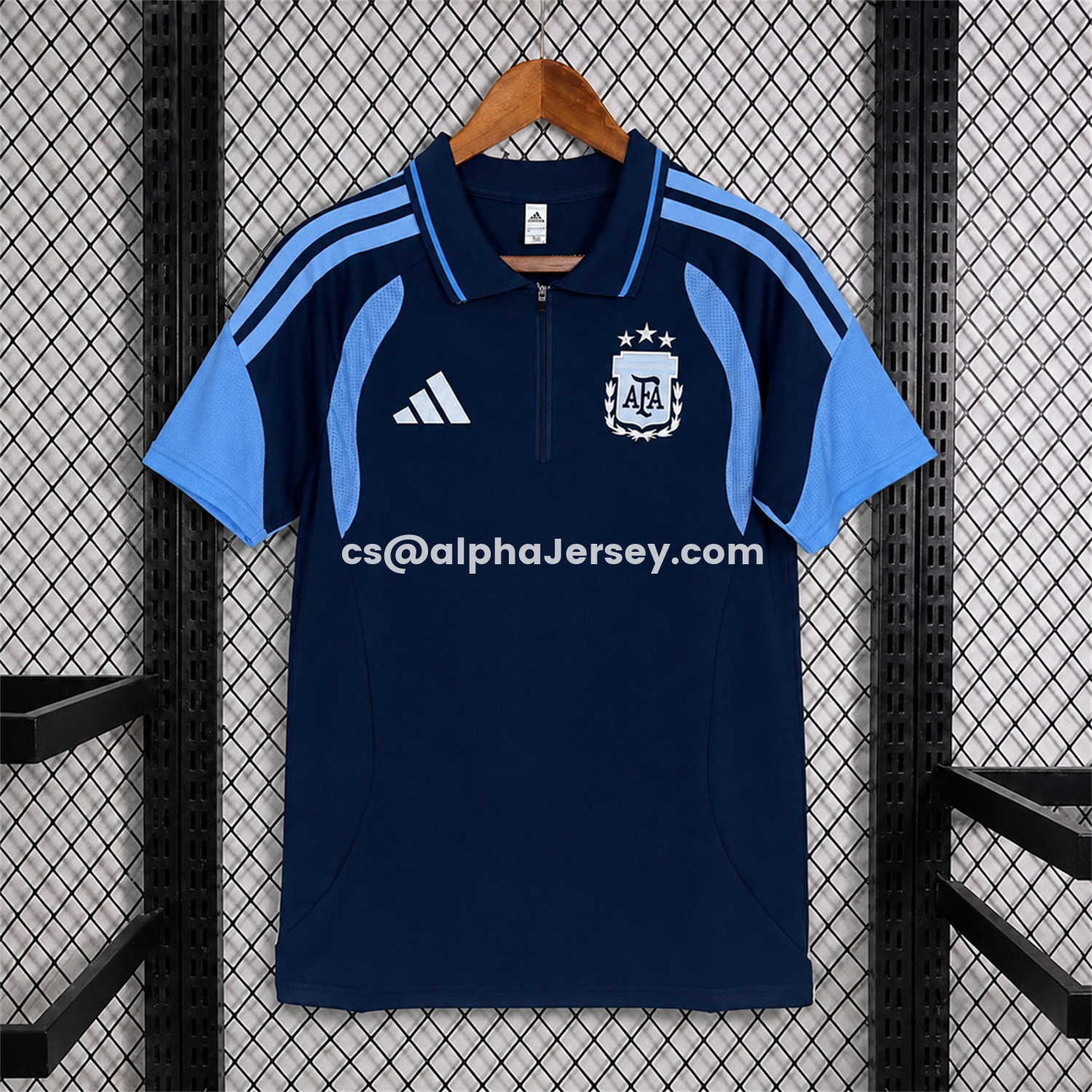 AJ-AlphaJersey-Argentina 2026 Navy Blue With Light Blue Polo - Fans Version