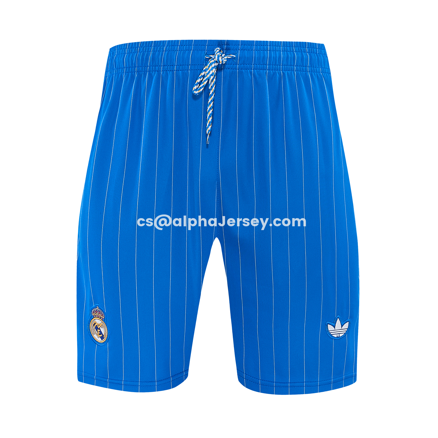 AJ-AlphaJersey-Real Madrid 25-26 Retro Style Vest Training Set - Blue With White Stripes Top & Pants