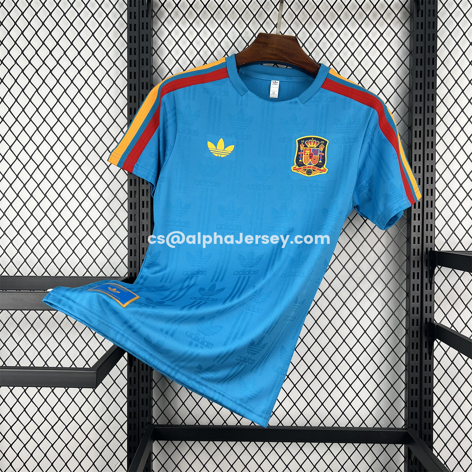 AJ-AlphaJersey-Spain 2026 Solid Blue With Red Trim Special Jersey - Fans Version