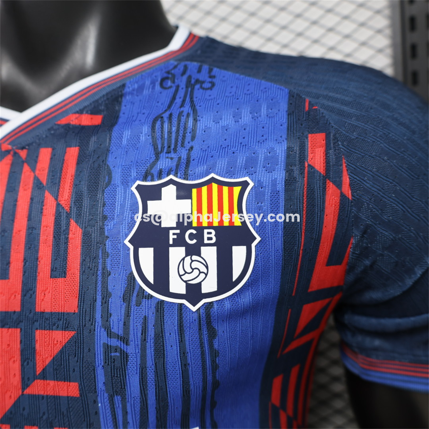 AJ-AlphaJersey-Barcelona 26-27 Red Blue Mosaic Stripes Special Jersey - Player Version