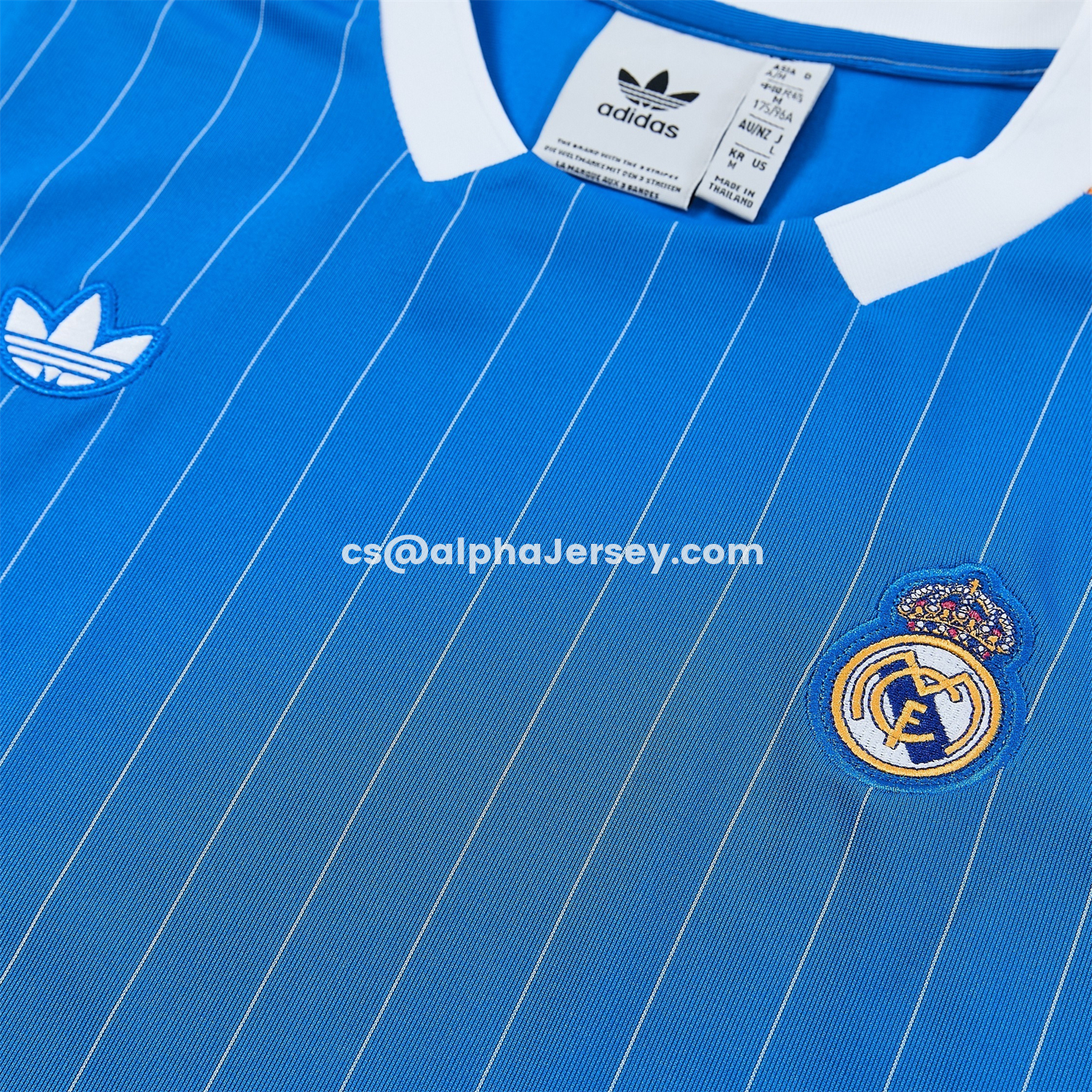 AJ-AlphaJersey-Real Madrid 25-26 Retro Style Short-Sleeve Training Set - Blue With White Stripes Top & Pants