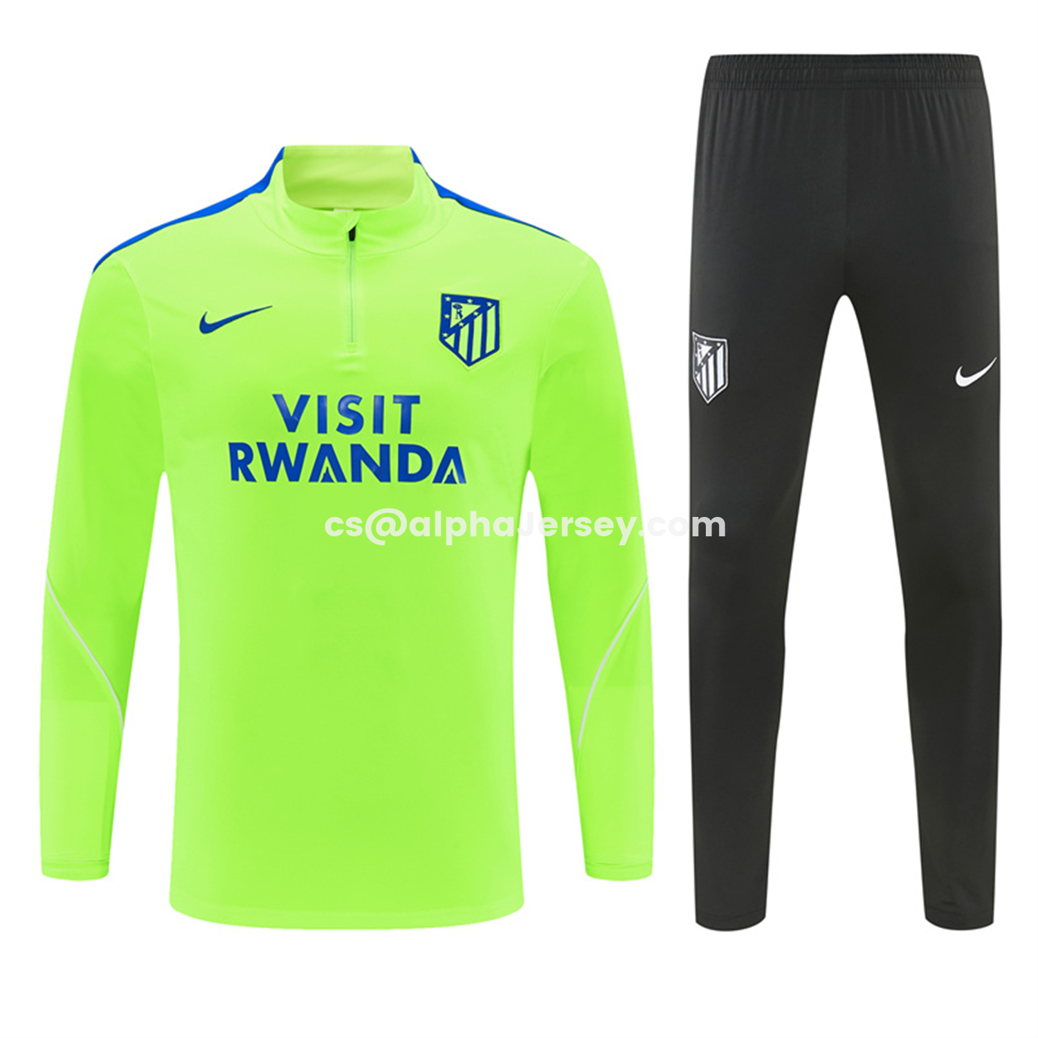 AJ-AlphaJersey-Atletico Madrid 26-27 Kids Long Sleeves Training Set - Neon Green Top & Black Pants