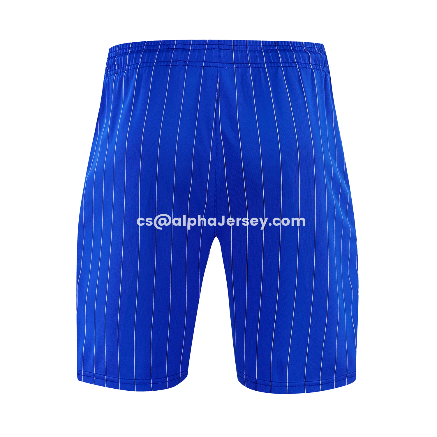 AJ-AlphaJersey-C.H.E.L.S.E.A 25-26 Retro Style Short-Sleeve Training Set - White Top & Blue Stripes Pants