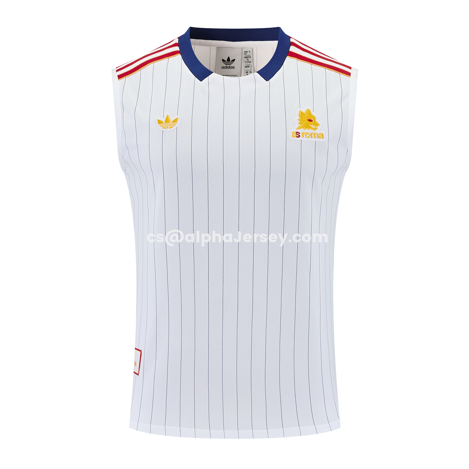 AJ-AlphaJersey-Roma 25-26 Retro Style Vest Training Set - White With Red Details Top & Pants