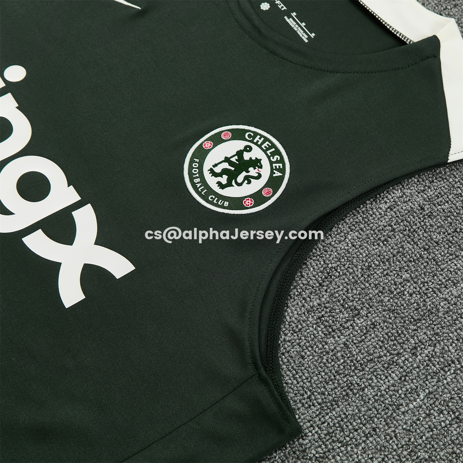 AJ-AlphaJersey-C.H.E.L.S.E.A 25-26 Vest Training Set - Dark Green With White Accents Top & Pants