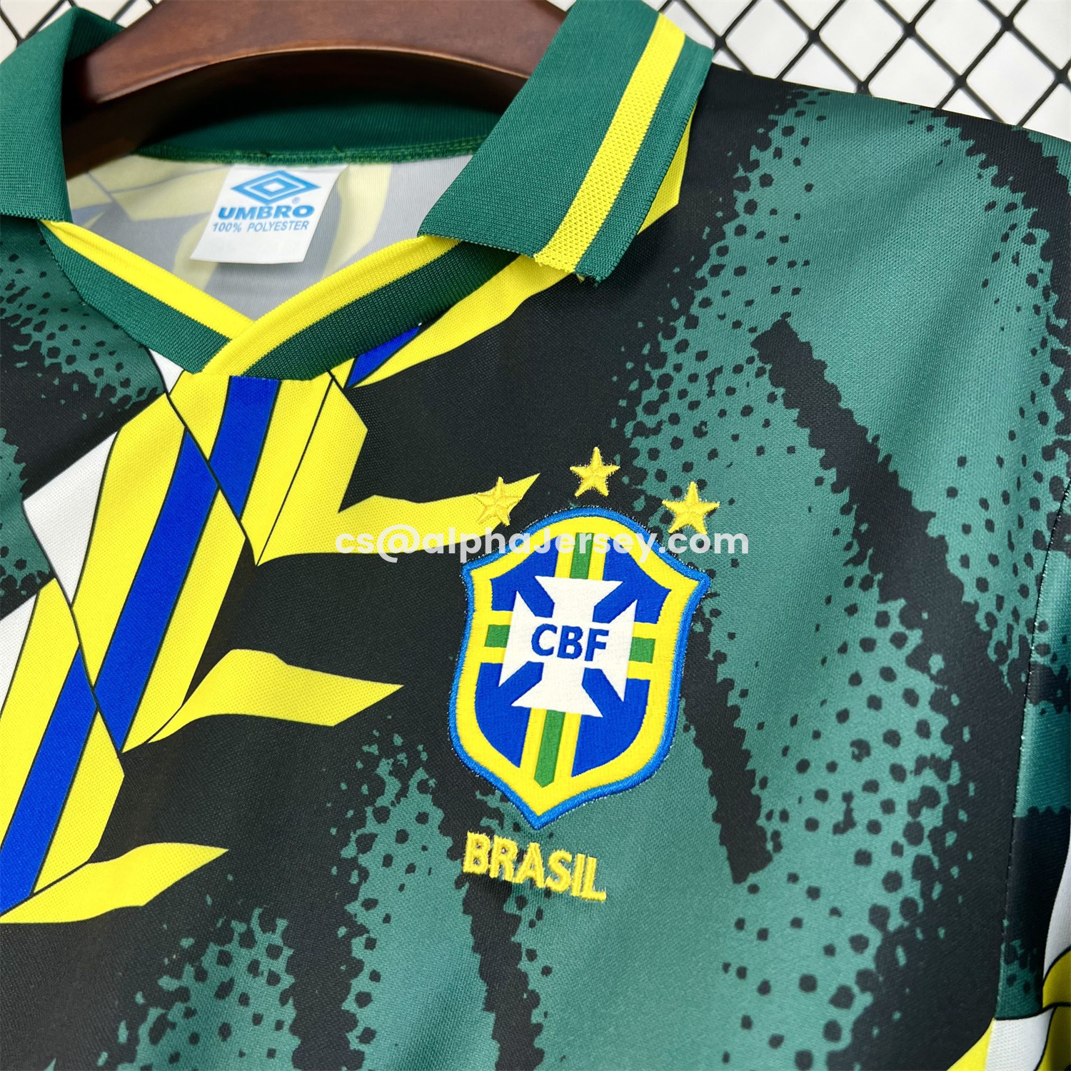 AJ-AlphaJersey-Retro Brazil 1994 Long Sleeves Goalkeeper Jersey