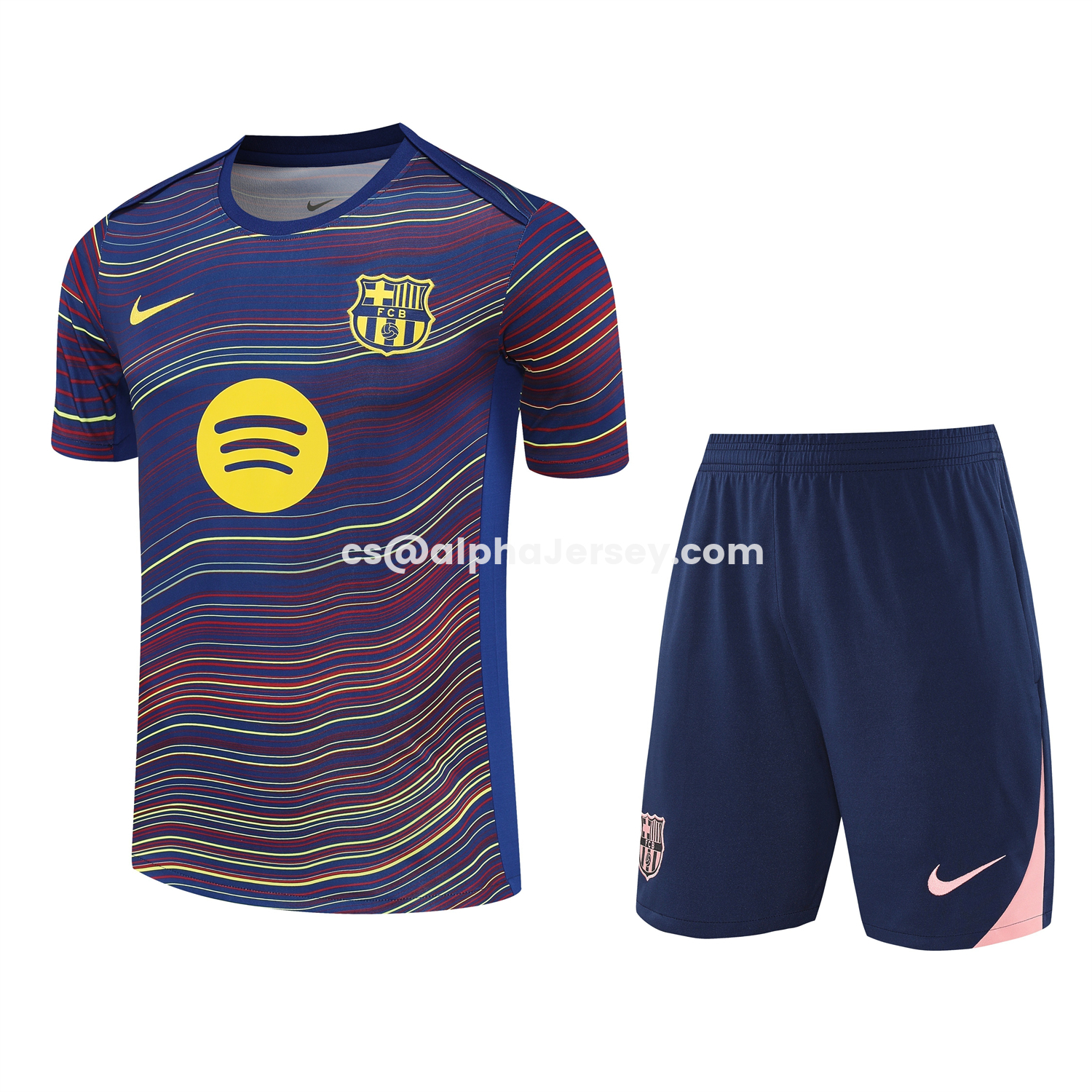 AJ-AlphaJersey-Barcelona 25-26 Short-Sleeve Training Set - Colors Top & Dark Blue Pants