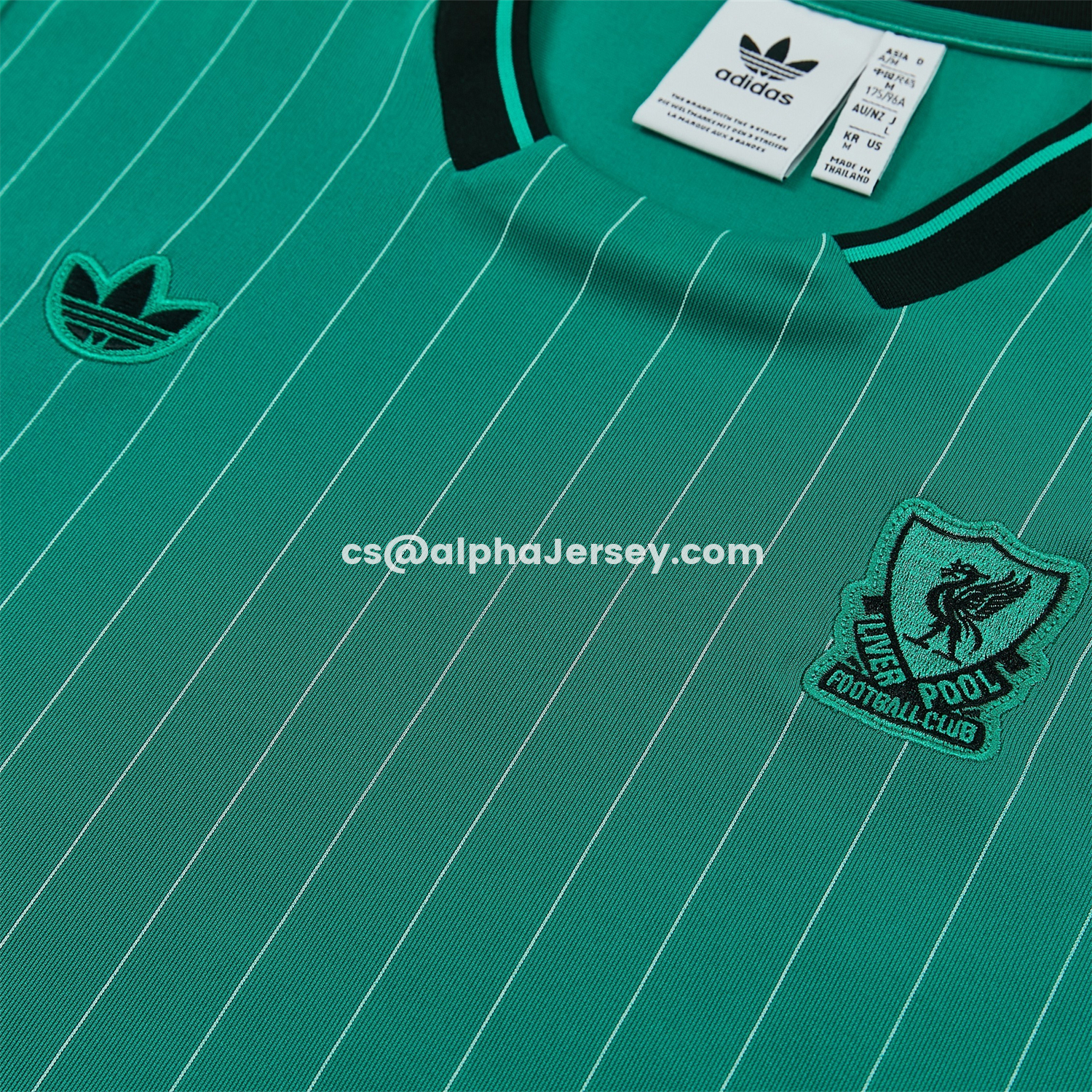AJ-AlphaJersey-Liver.pool 25-26 Retro Style Vest Training Set - Green With White Stripes Top & Pants