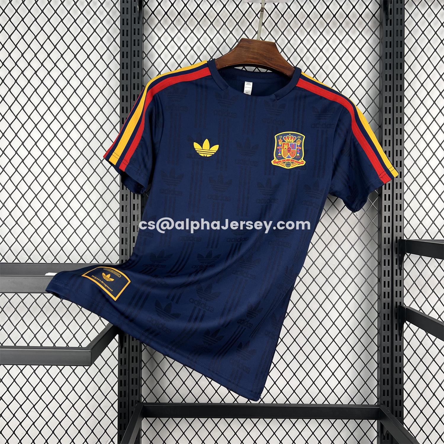 AJ-AlphaJersey-Spain 2026 Dark Blue With Red Accents Special Jersey - Fans Version