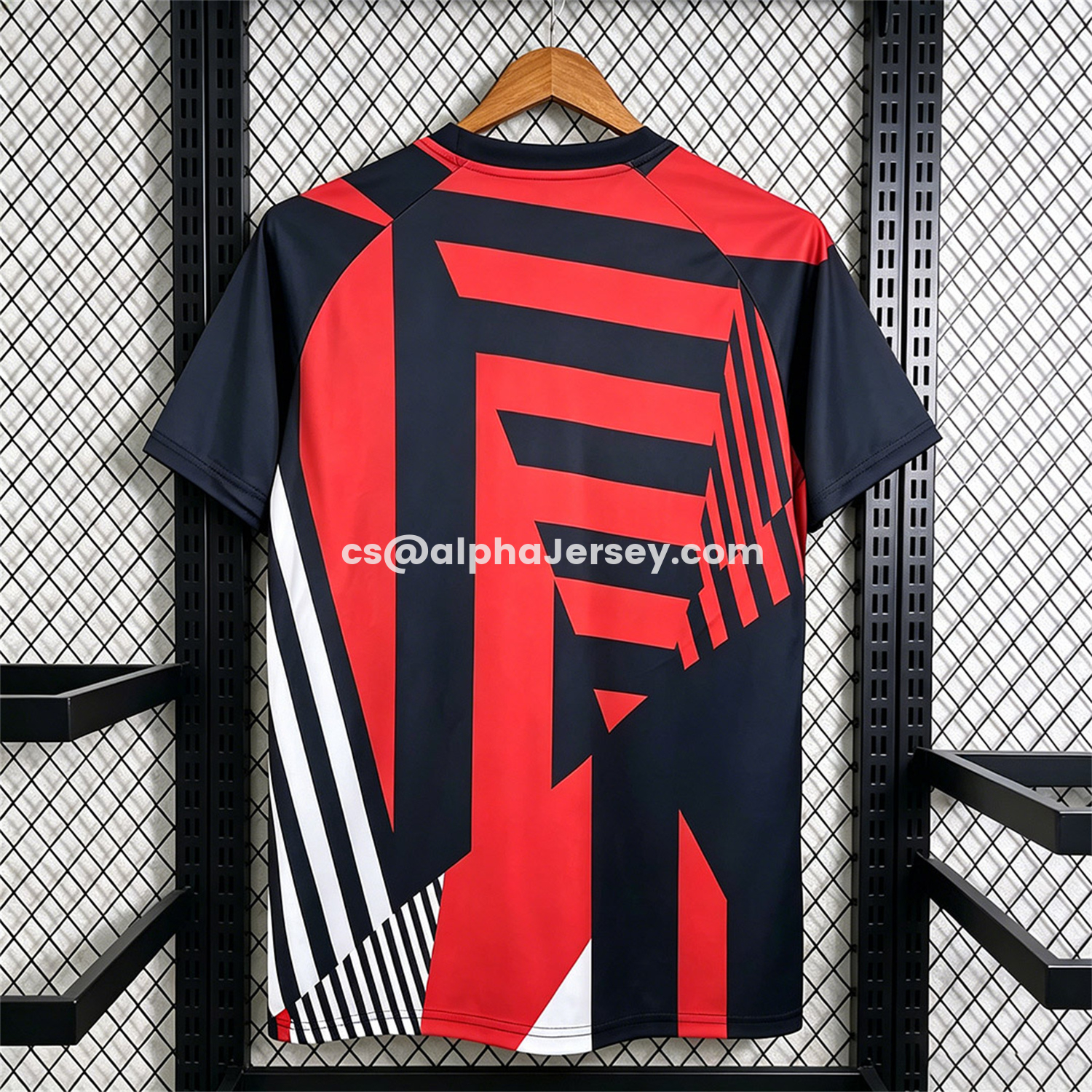 AJ-AlphaJersey-Bayern Munich 26-27 Pre-Match Navy Blue Red Stripes Jersey - Fans Version