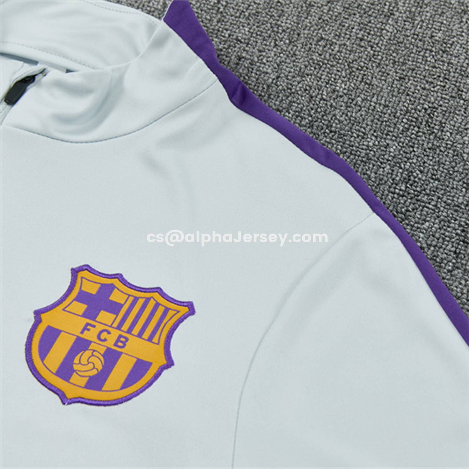 AJ-AlphaJersey-Barcelona 26-27 Kids Long Sleeves Training Set - Light Grey Top & Black Pants