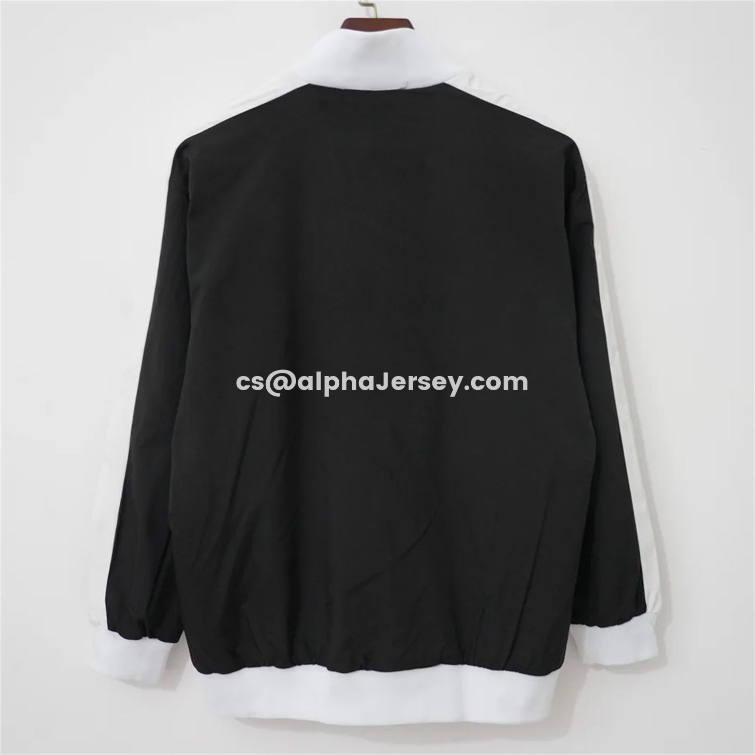 AJ-AlphaJersey-Santos 26-27 Black With White Edges Windbreaker Jacket
