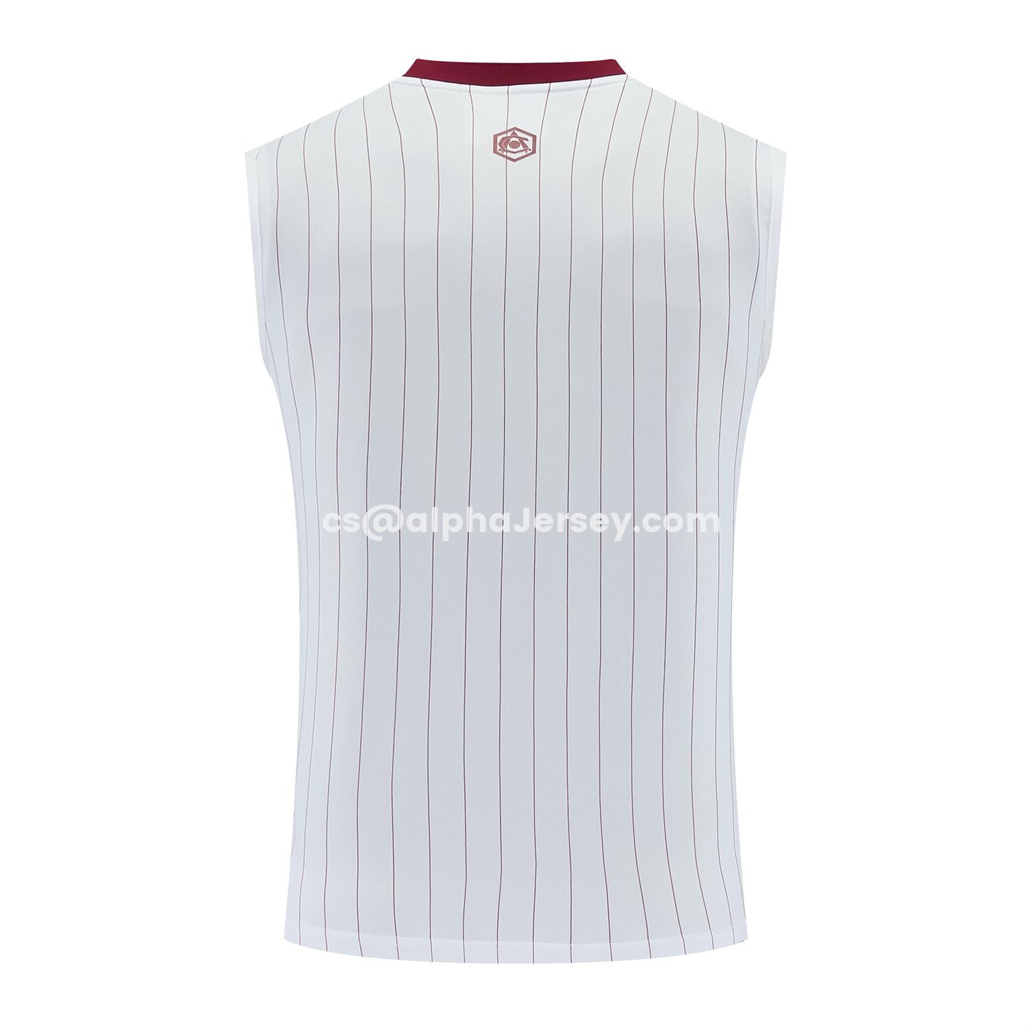 AJ-AlphaJersey-Arsenal 25-26 Retro Style Vest Training Set - White With Burgundy Stripes And Collar Top & Pants
