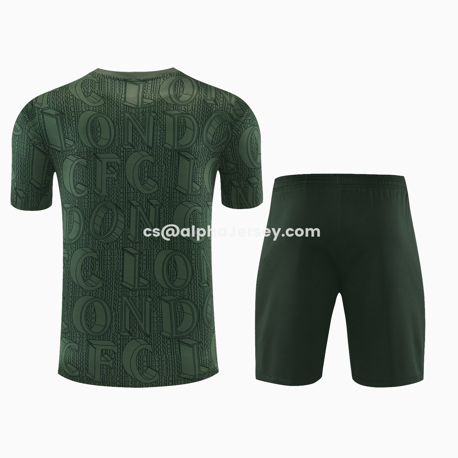 AJ-AlphaJersey-C.H.E.L.S.E.A 25-26 Short-Sleeve Training Set - Dark Green Top & Dark Green Pants