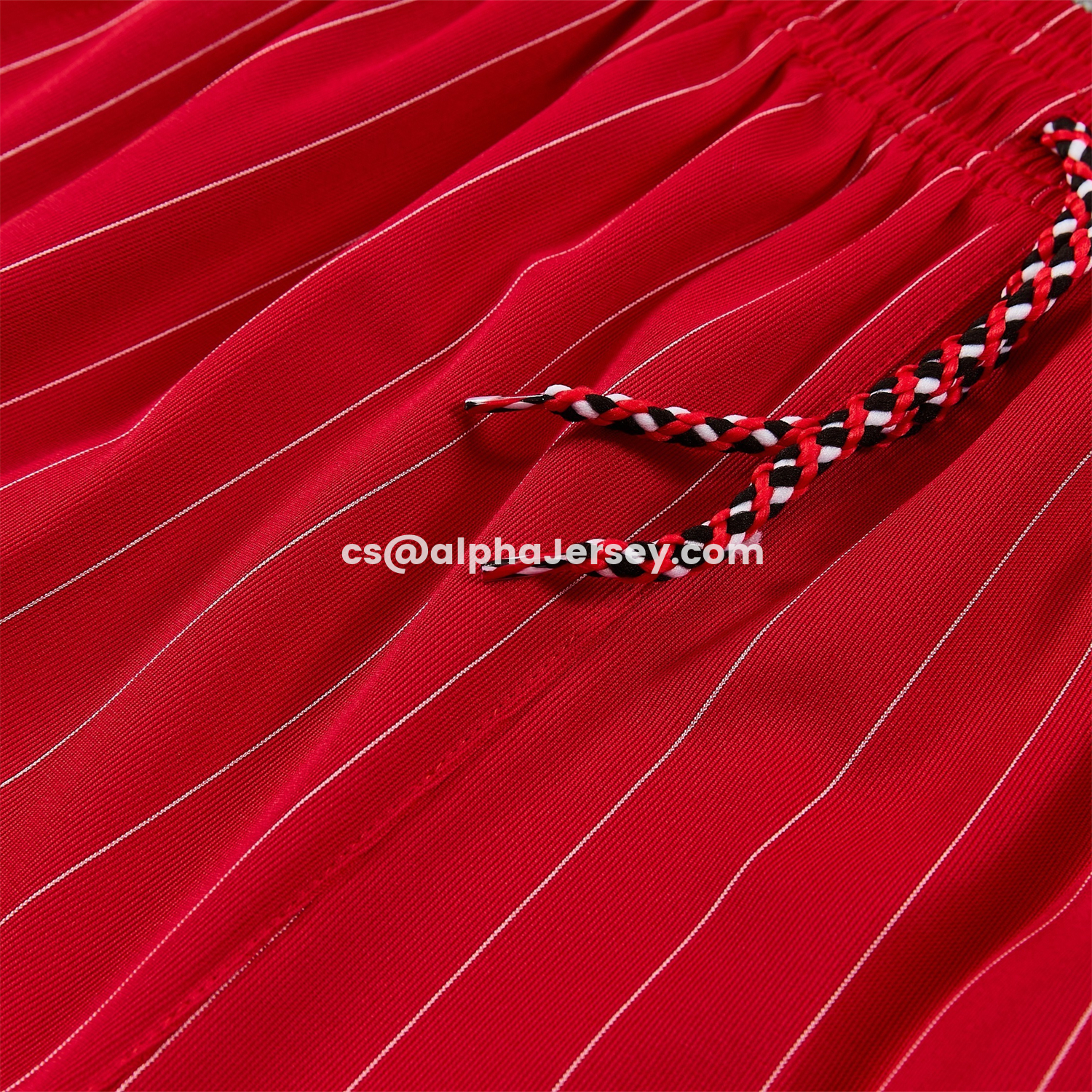 AJ-AlphaJersey-Manchester United 25-26 Retro Style Vest Training Set - Red With White Stripes Top & Pants