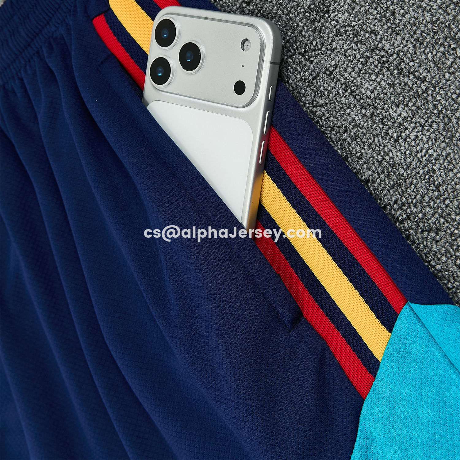 AJ-AlphaJersey-Spain 2026 Short-Sleeve Training Set - Dark Blue Top & Dark Blue Pants