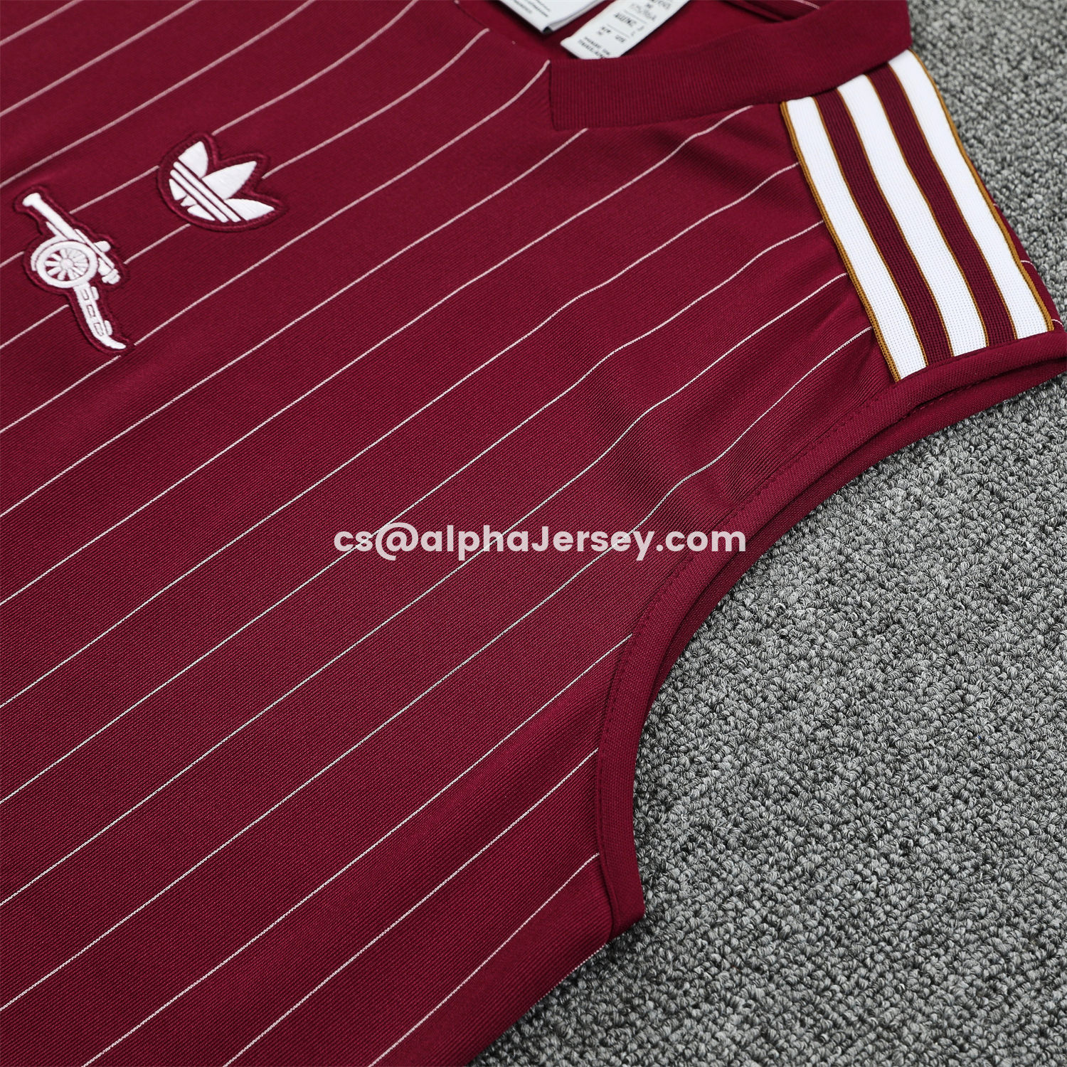 AJ-AlphaJersey-Arsenal 25-26 Retro Style Vest Training Set - Burgundy With White Stripes Top & Pants