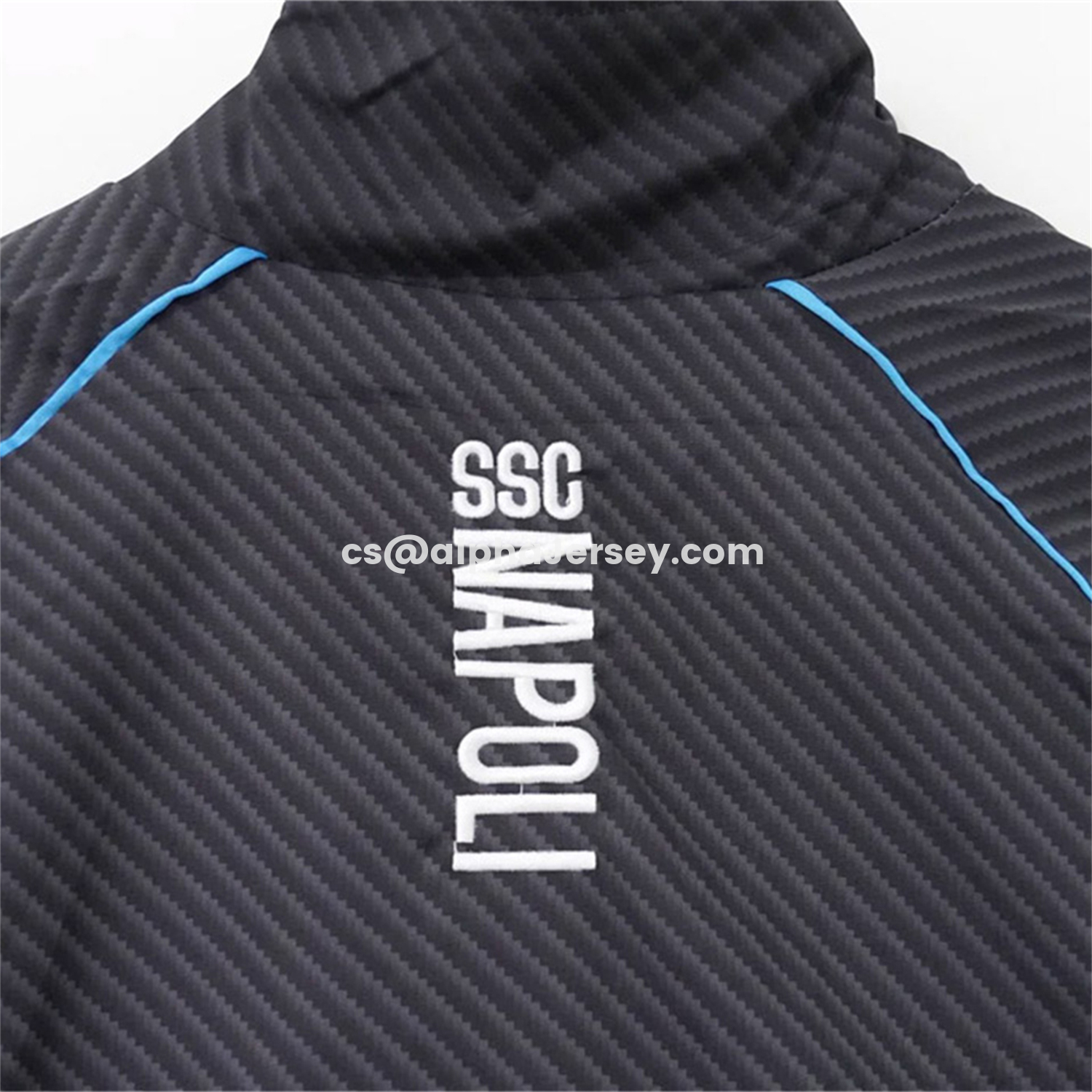 AJ-AlphaJersey-Napoli 25-26 Black With Blue Stripes Windbreaker Jacket