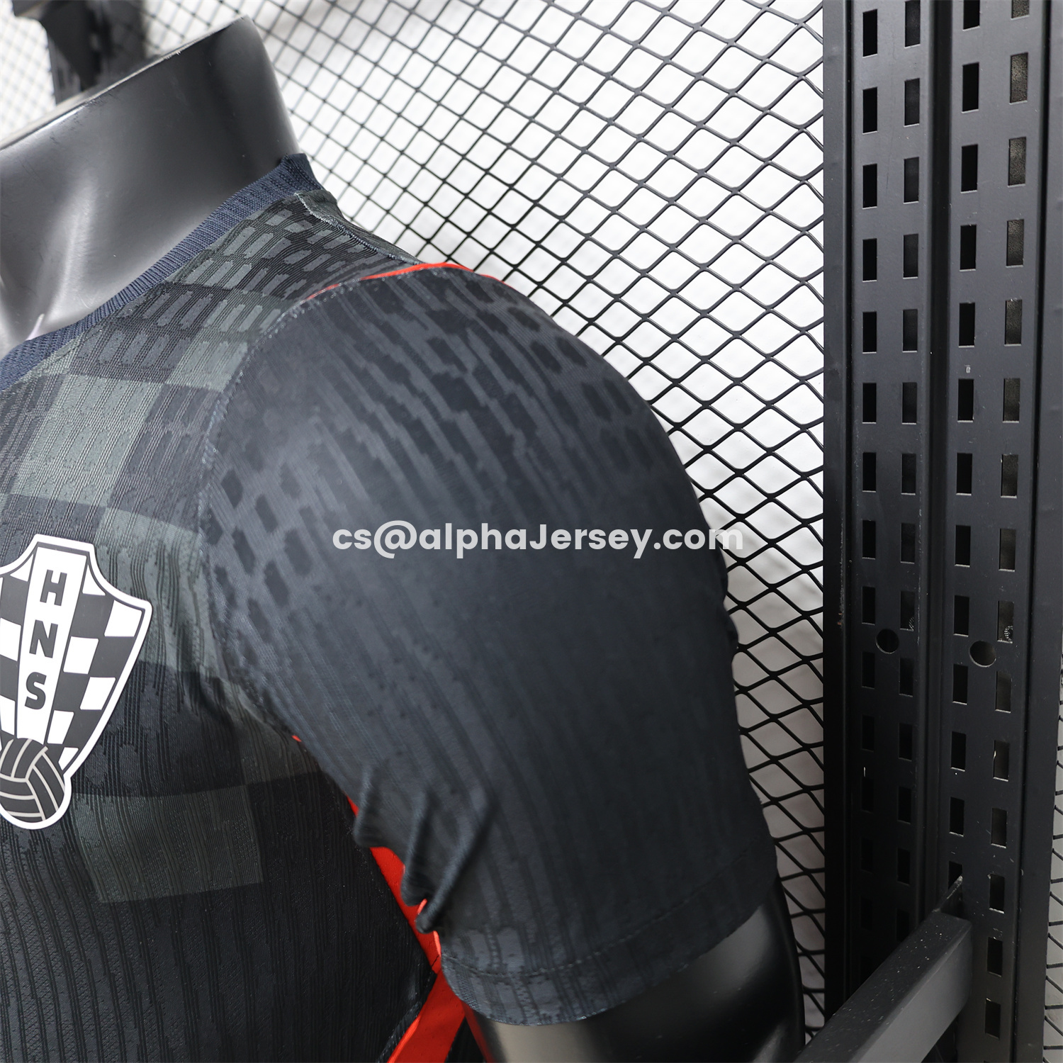 AJ-AlphaJersey-Croatia 2026 Dark Gray Checkered Pattern Checkerboard Special Edition Jersey - Player Version
