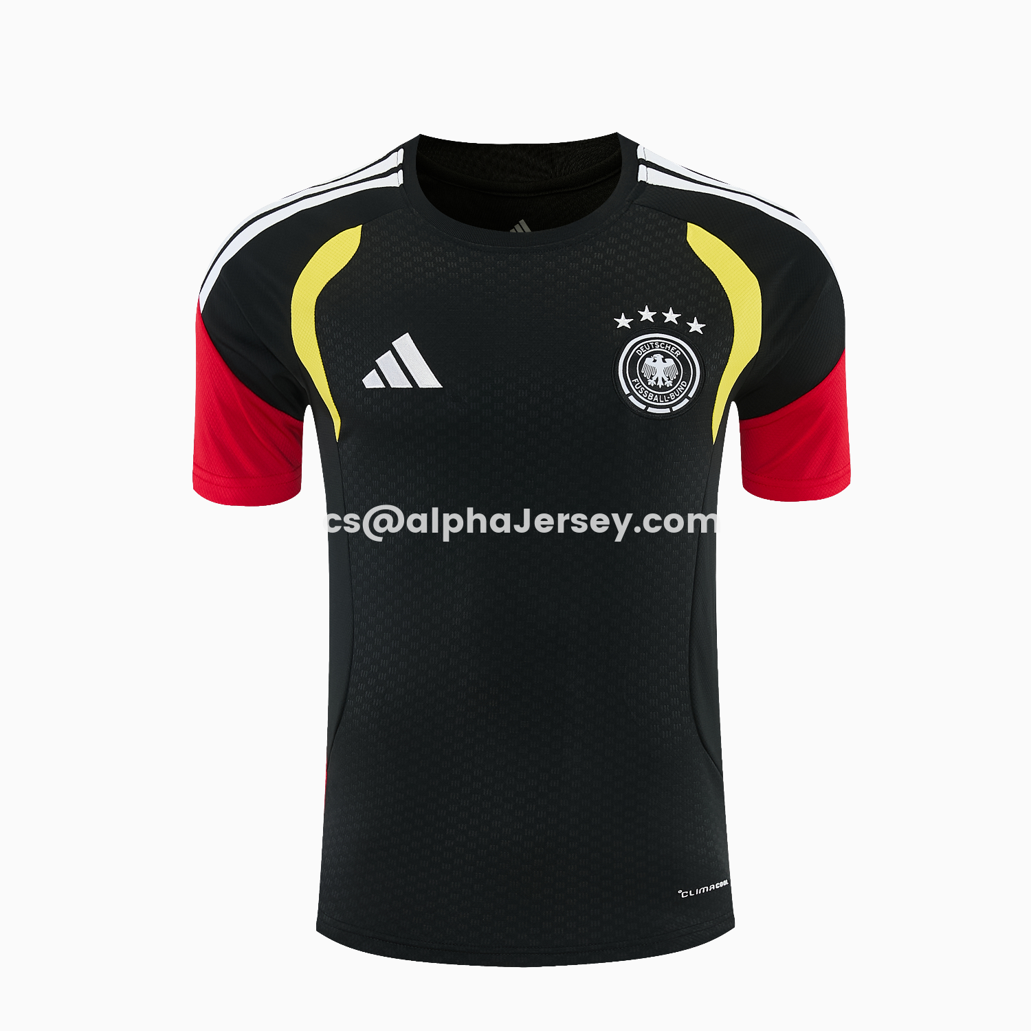 AJ-AlphaJersey-Germany 2026 Short-Sleeve Training Set - Black With Red Top & Black With Red PantsGermany 2026 Short-Sleeve Training Set - Black With Red Top & Black With Red Pants