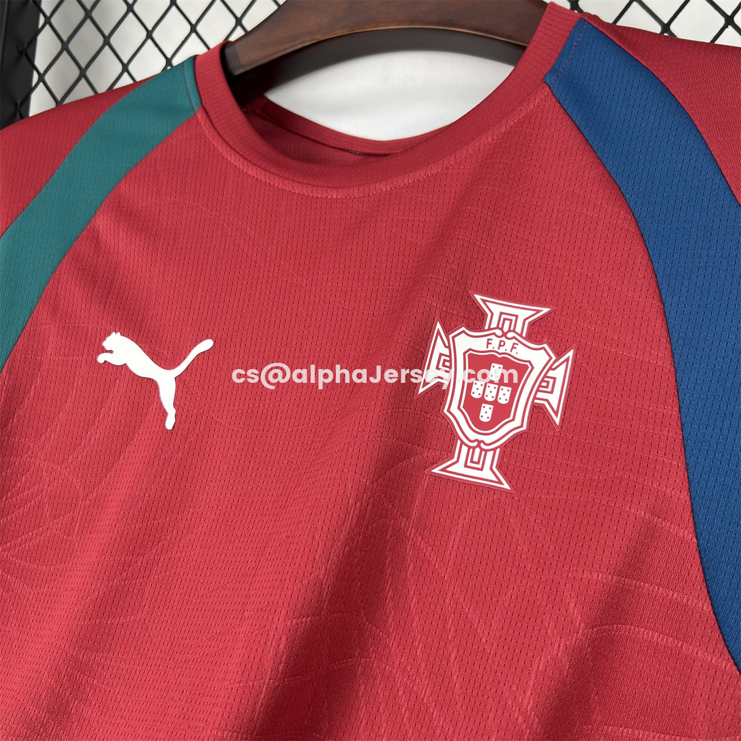 AJ-AlphaJersey-Portugal 2026 Pre-Match Maroon With Blue Green Jersey - Fans Version