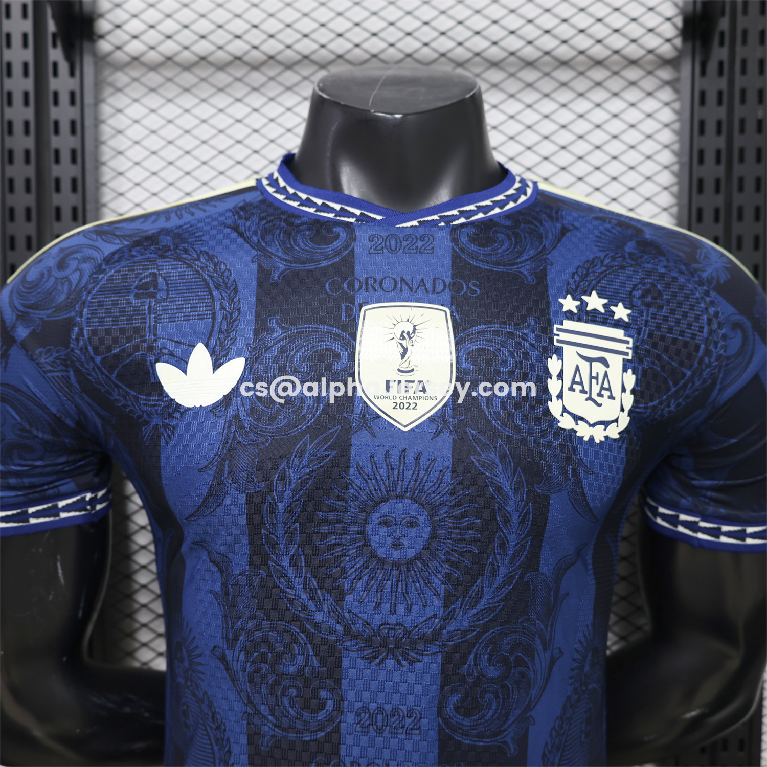 AJ-AlphaJersey-Argentina 2026 Dark Blue And Black Pattern Sun Special Edition Jersey - Player Version