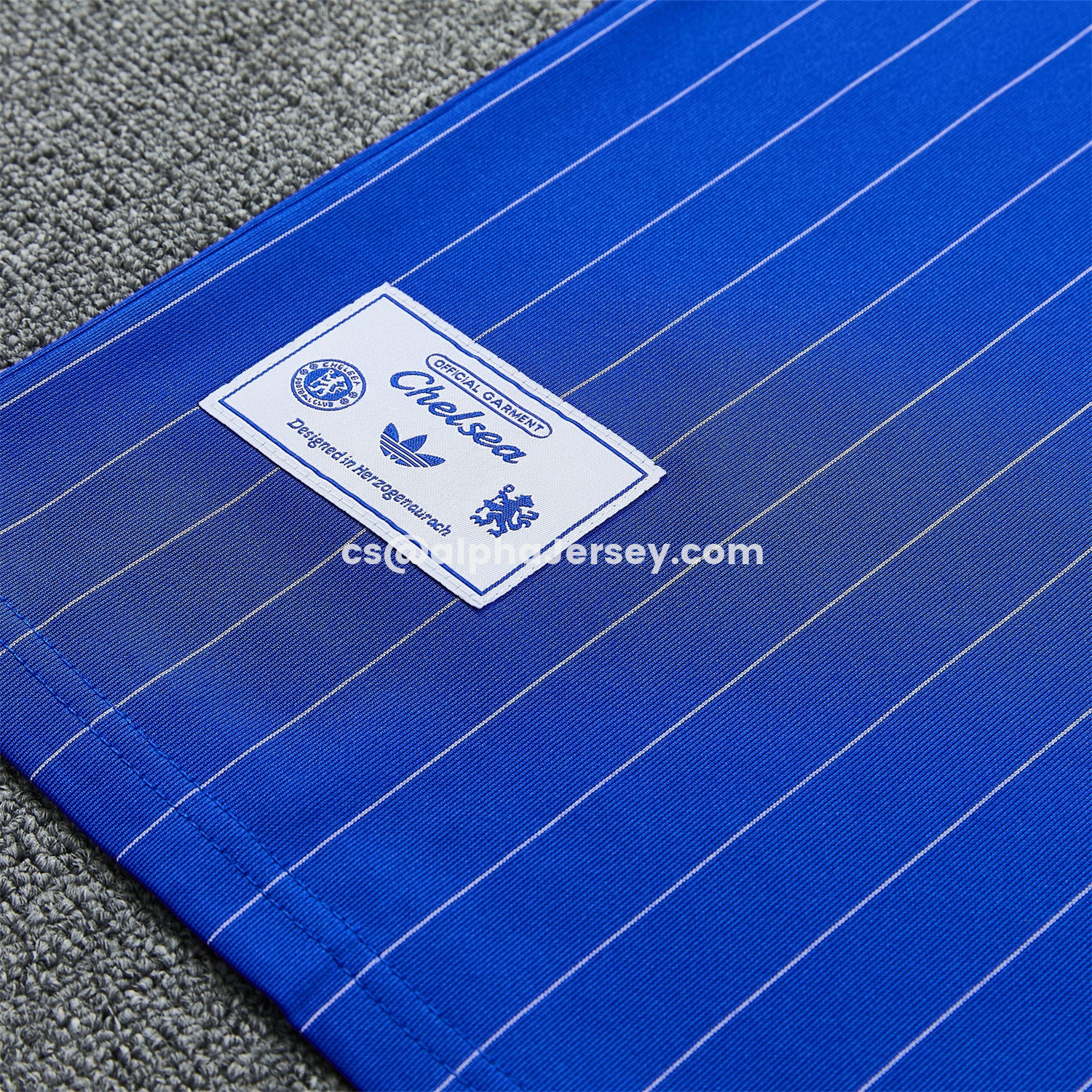 AJ-AlphaJersey-C.H.E.L.S.E.A 25-26 Retro Style Short-Sleeve Training Set - Blue Top & White Pants