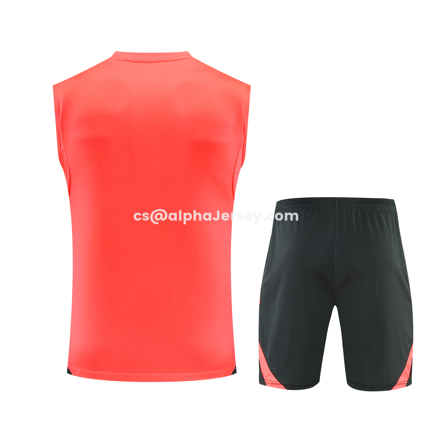 AJ-AlphaJersey-Bayern Munich 25-26 Vest Training Set - Coral With Black Accents Top & Black With Coral Accents Pants