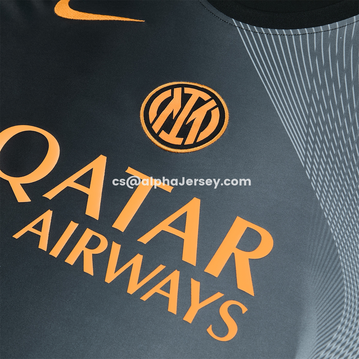 AJ-AlphaJersey-Inter Milan 25-26 Short-Sleeve Training Set - Black And Grey Top & Pants