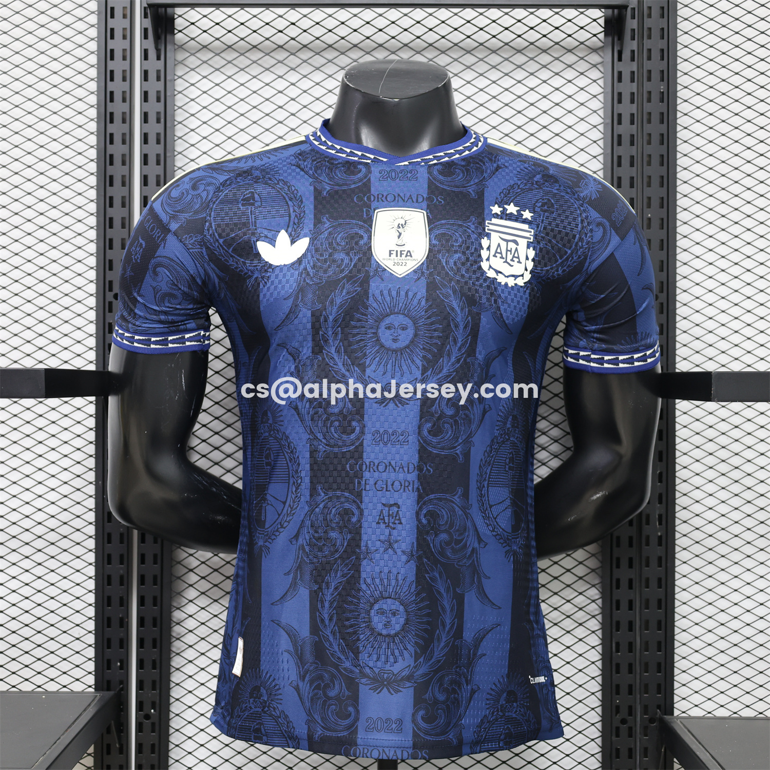 AJ-AlphaJersey-Argentina 2026 Dark Blue And Black Pattern Sun Special Edition Jersey - Player Version