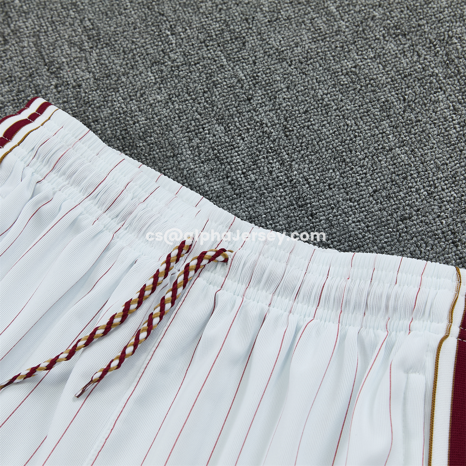AJ-AlphaJersey-Arsenal 25-26 Retro Style Vest Training Set - White With Burgundy Stripes And Collar Top & Pants
