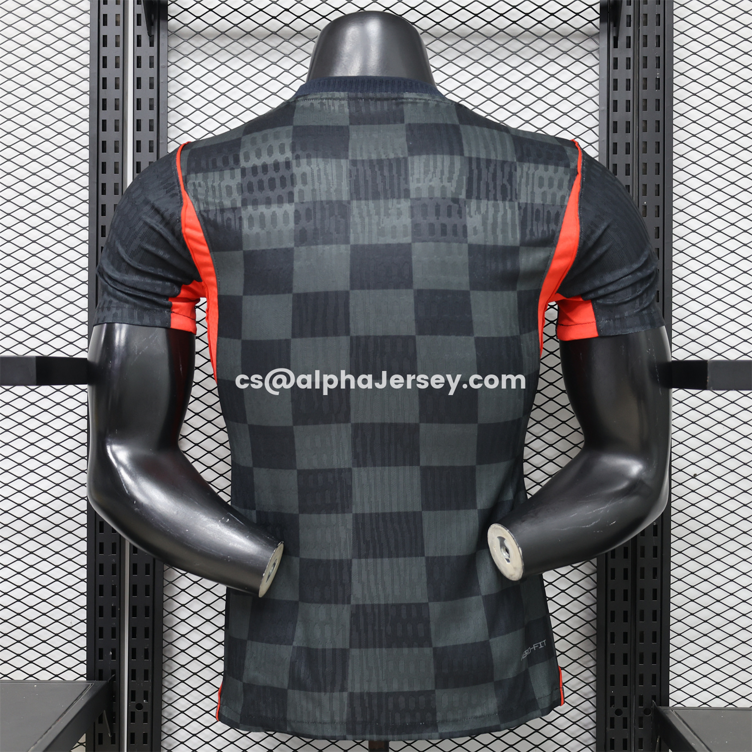 AJ-AlphaJersey-Croatia 2026 Dark Gray Checkered Pattern Checkerboard Special Edition Jersey - Player Version